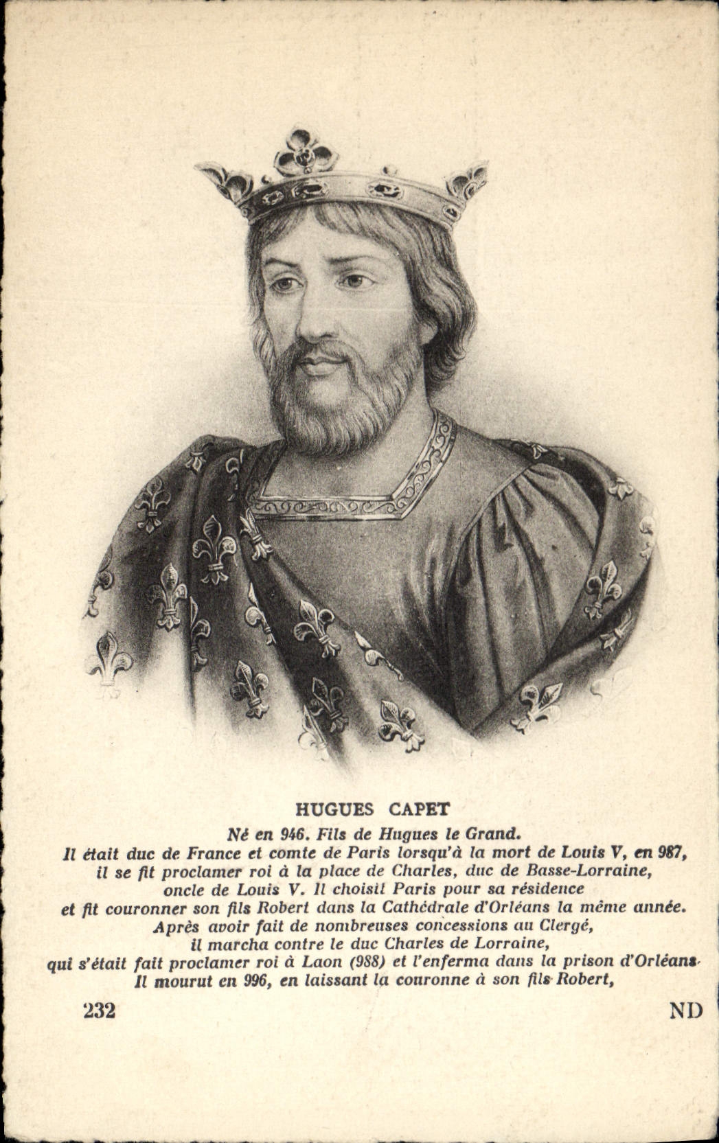 CPA Hugues Capet Roi de France