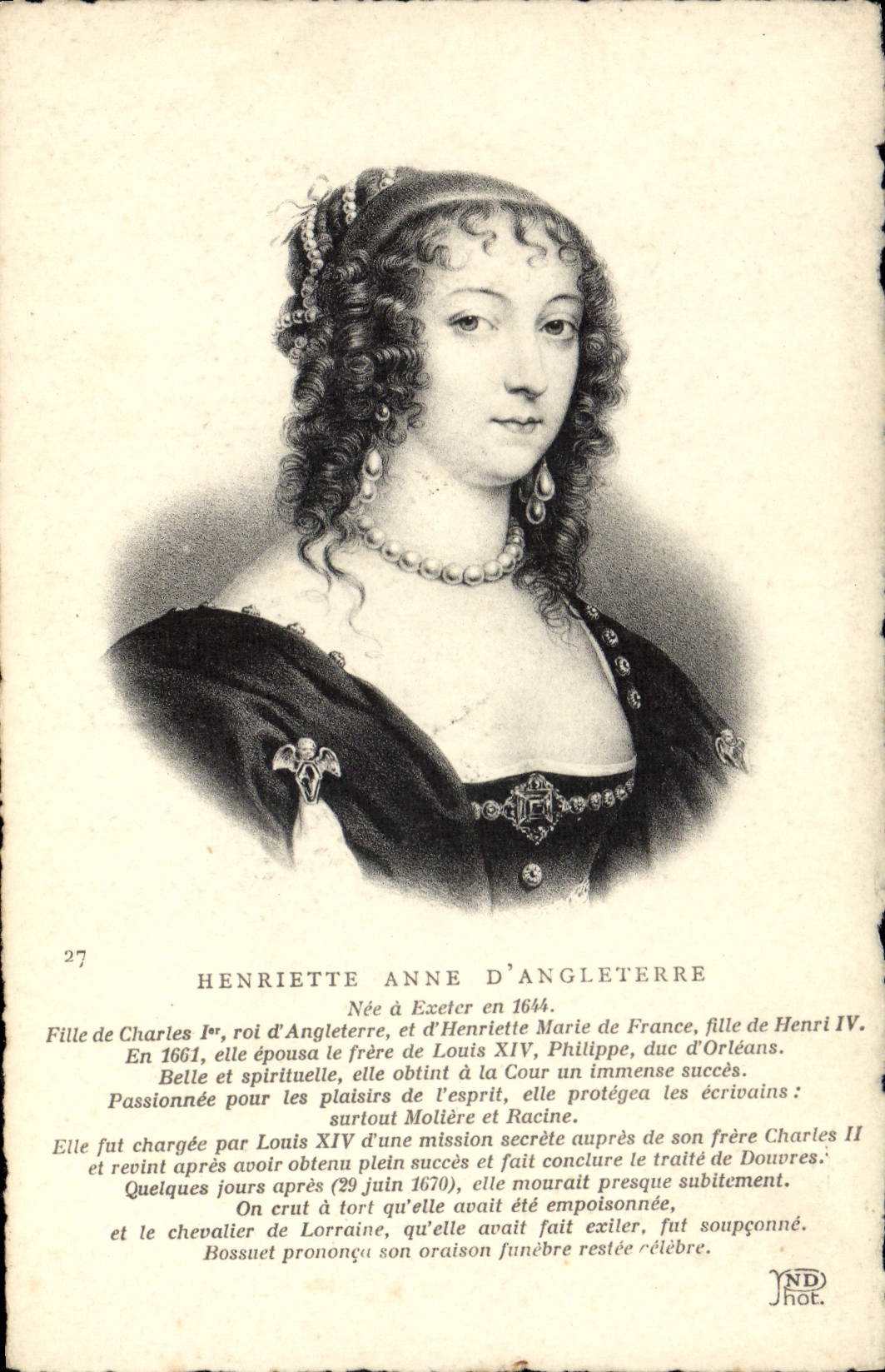 POSTAL Enriqueta Anne de la VENDIMIA de Inglaterra