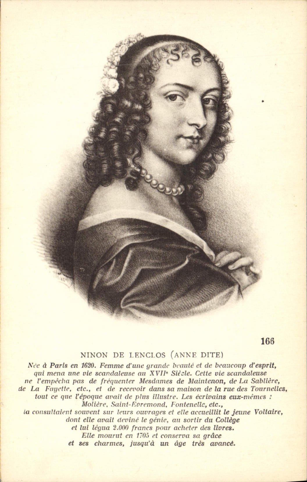 POSTAL Ninon de Lenclos Anne de la VENDIMIA