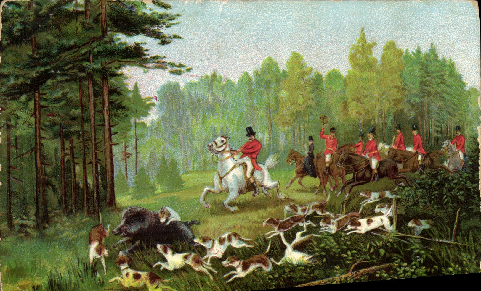 CPA Chien Chiens Chasse a courre Cavaliers