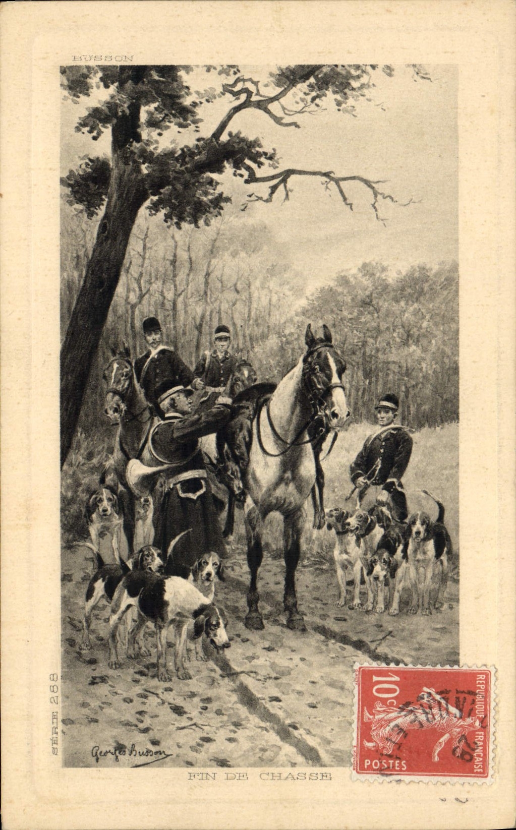 CPA Chien Chiens Chasse a courre Cavalier