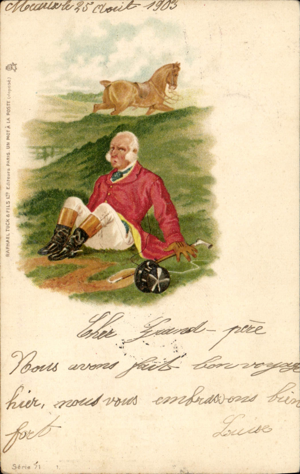 CPA Chien Chiens Chasse a courre Cavalier