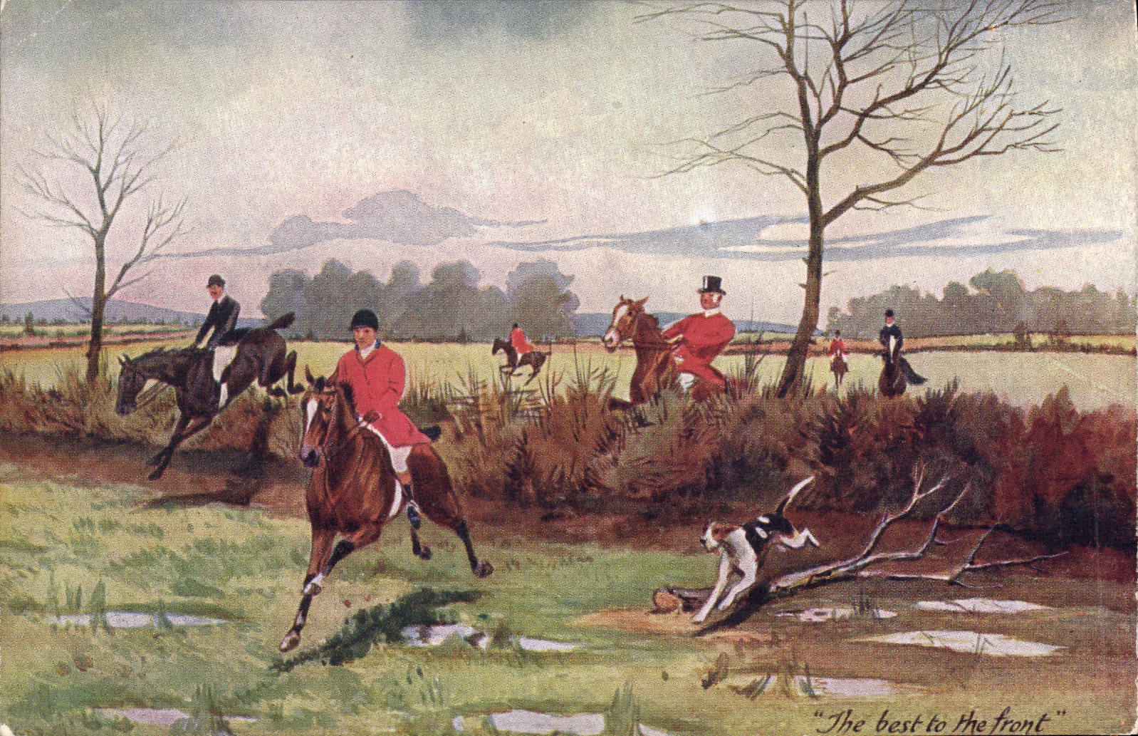 CPA Chien Chiens Chasse a courre Cavaliers