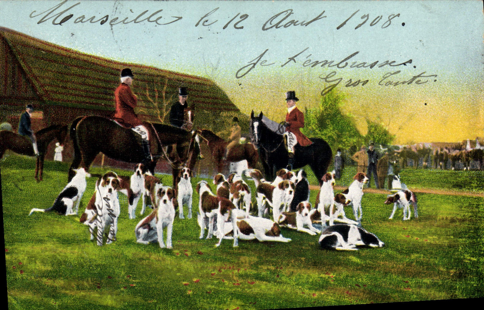 CPA Chien Chiens Chasse a courre Cavaliers