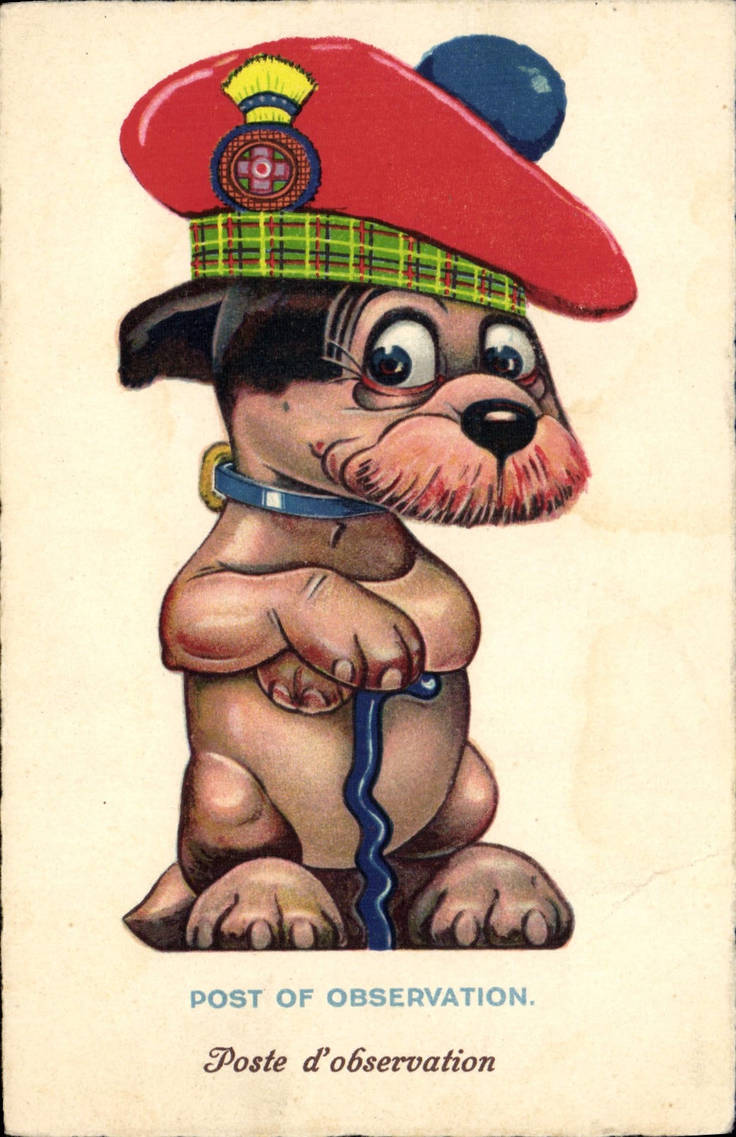 VINTAGE POSTCARD Dog Post Dogs off observation