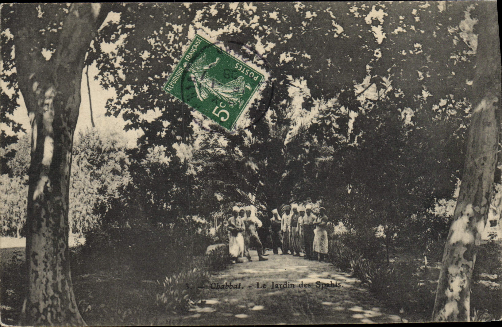 VINTAGE POSTCARD Militaria Chabbat the garden of Spahis