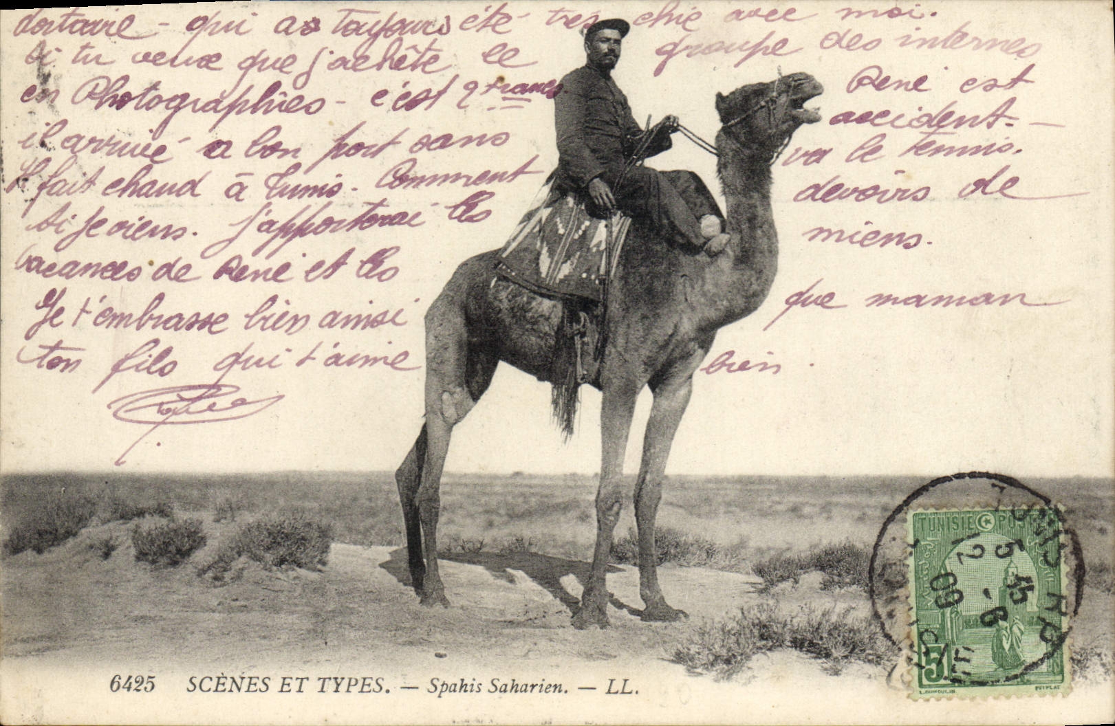 CPA Militaria Spahis Saharien Tunisie