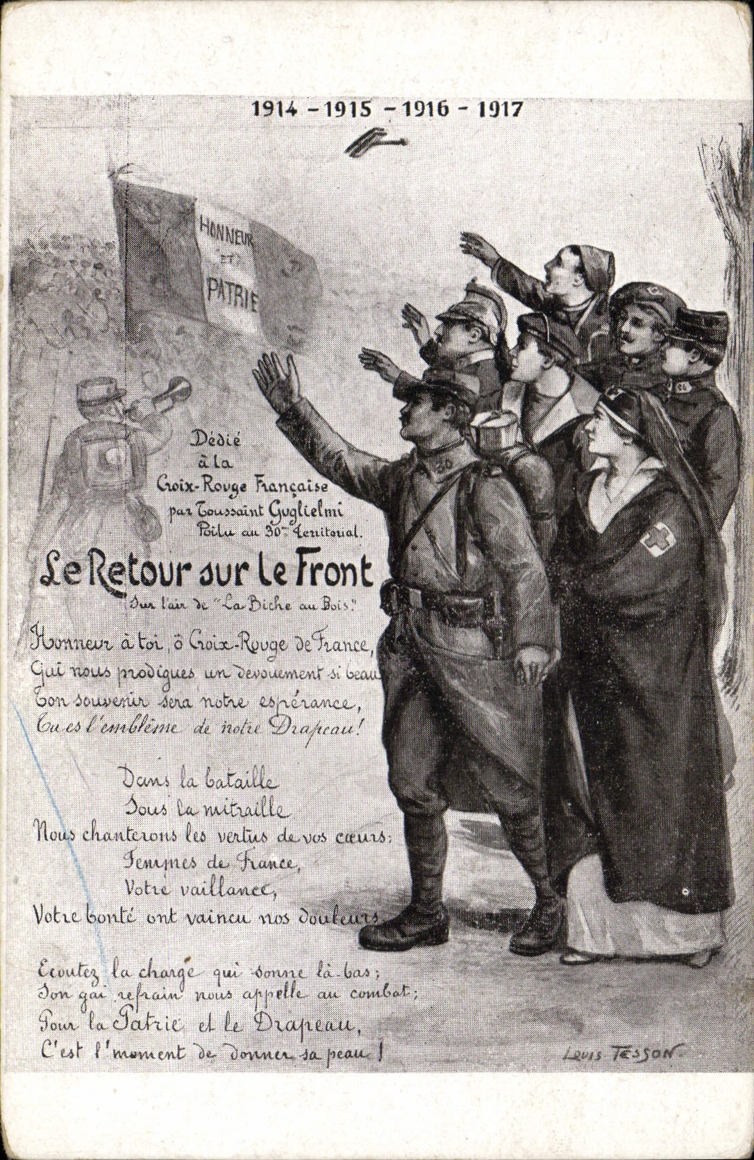 CPA Militaria Sante Le retour sur le front