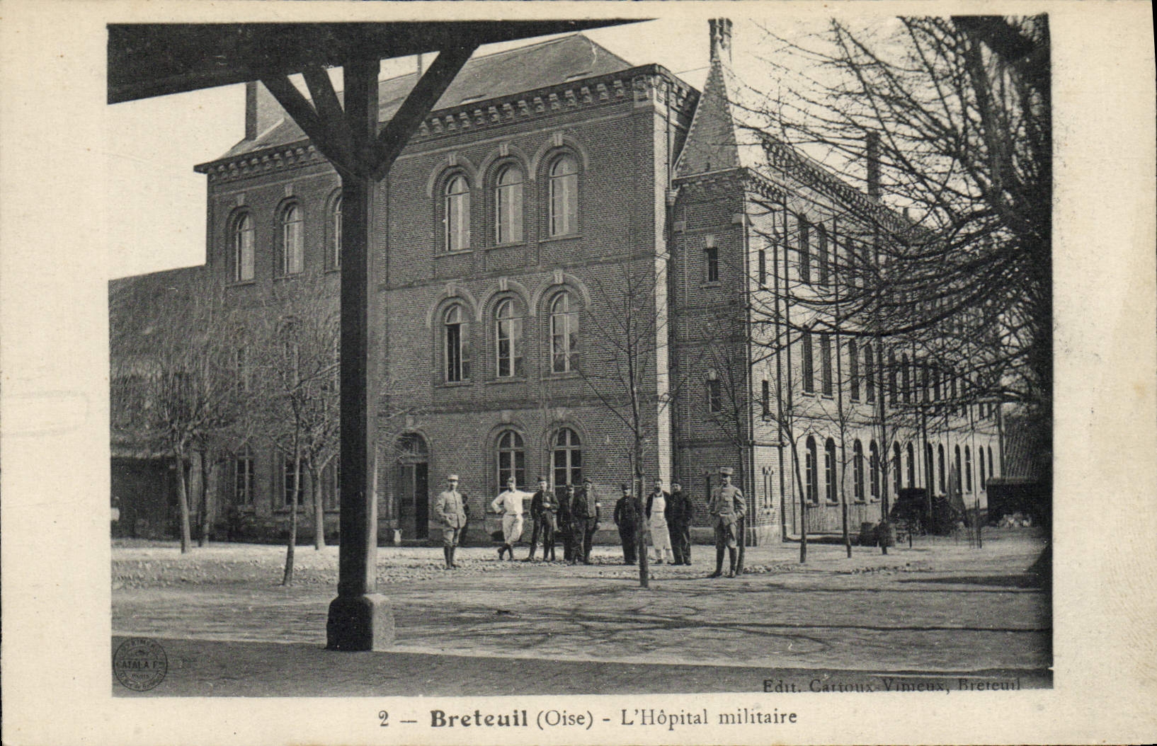 La POSTAL Militaria Sante Breteuil de la VENDIMIA adorna el hospital militar