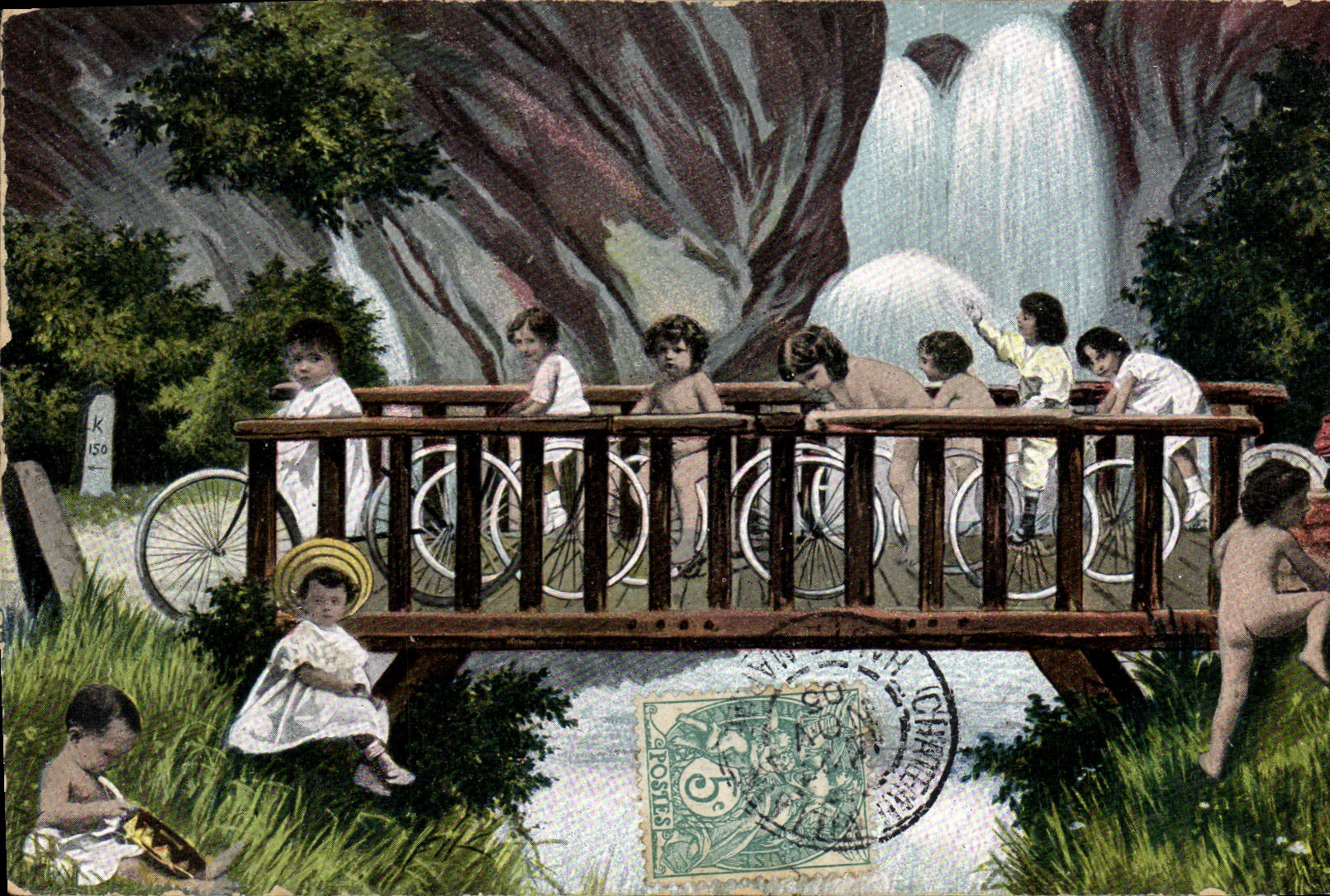 VINTAGE POSTCARD Fantaisie Child Baby Bicycle Cycles