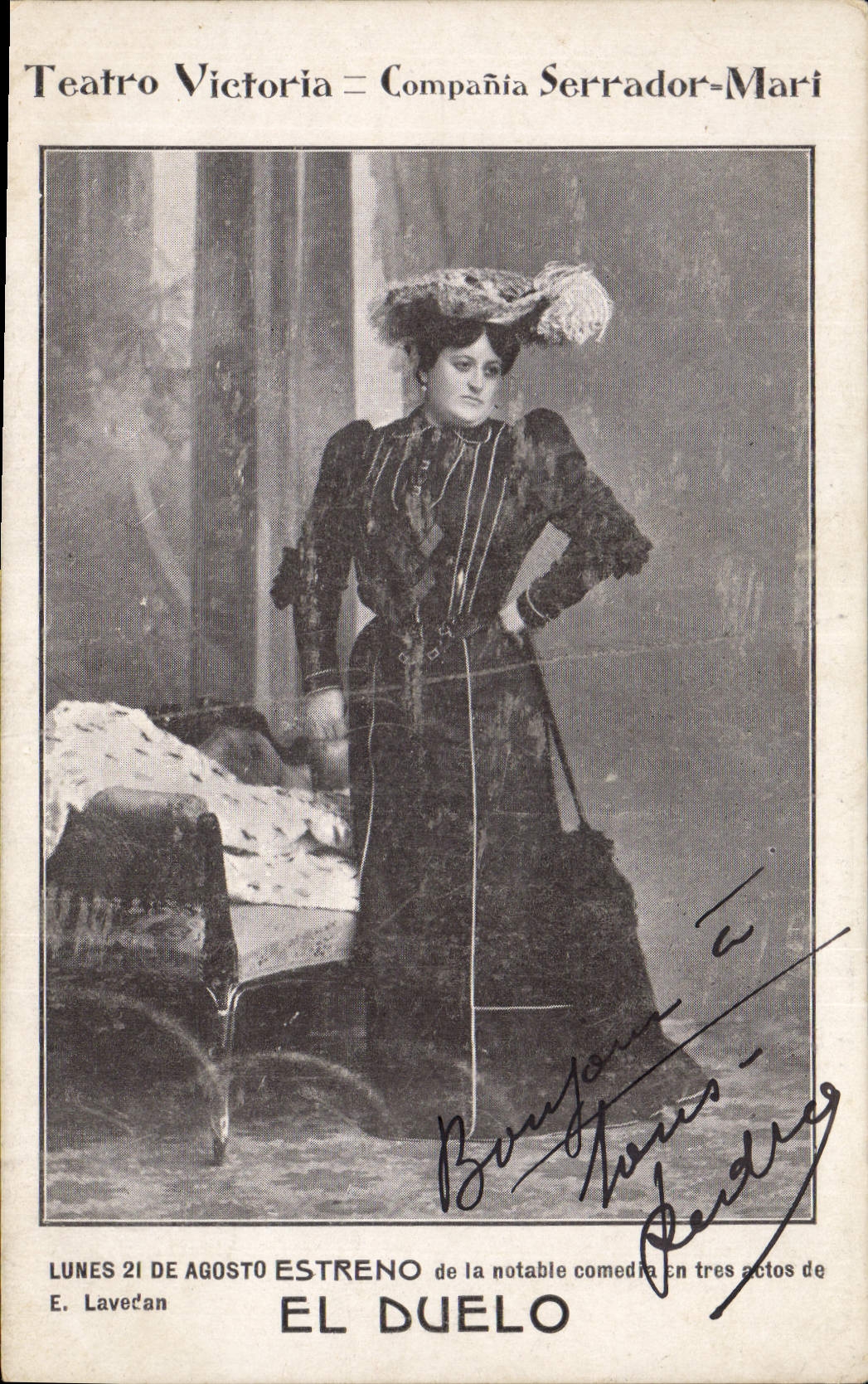 Postal Mujer Teatro Teatro Victoria Compana Serrador Marido EL Duelo