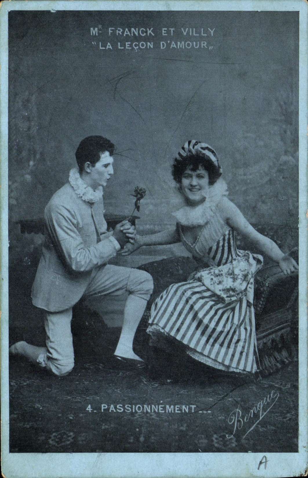 Vintage Postcard Woman Theater Mr. Franck and Villy the lesson of love