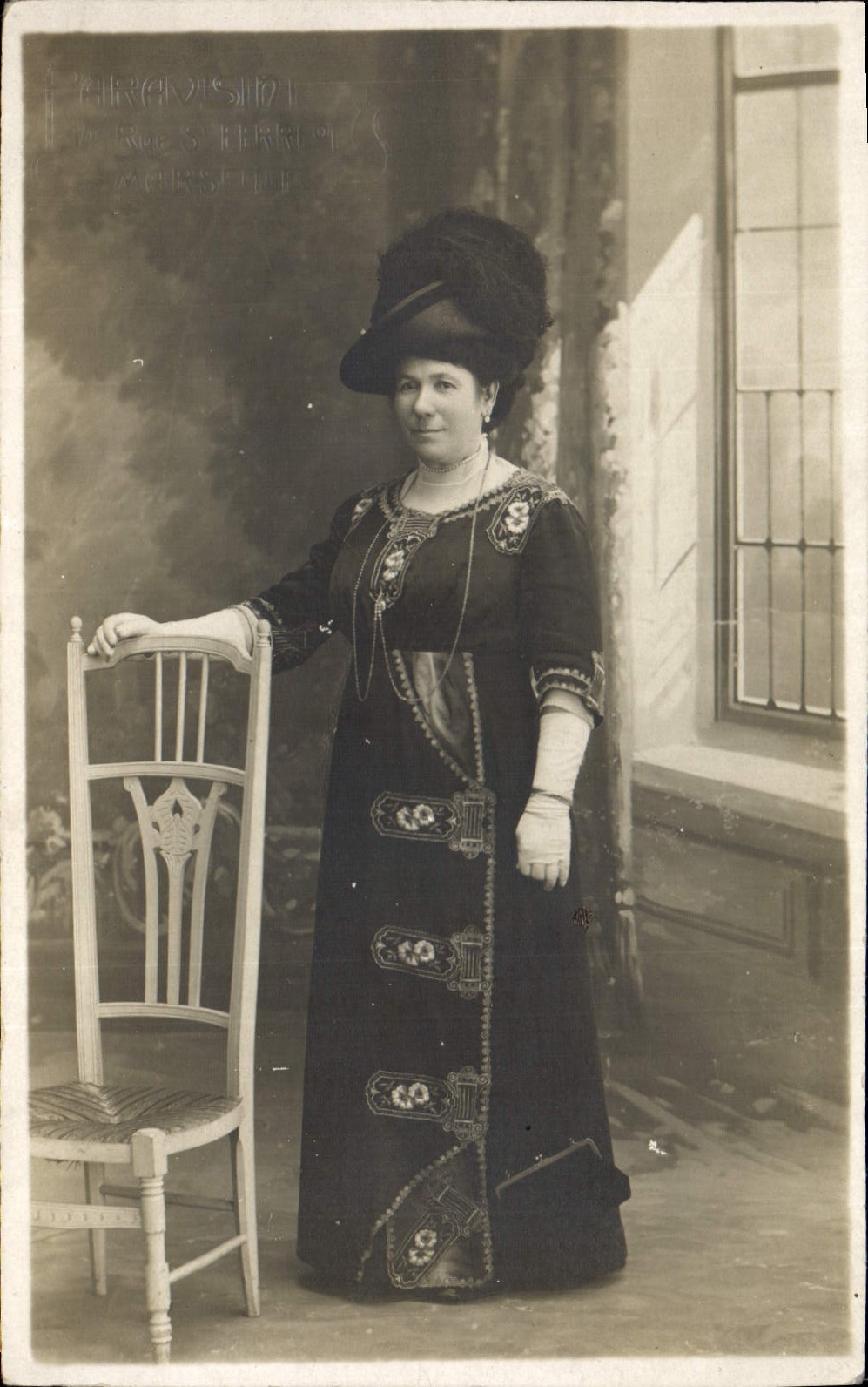 Vintage Postcard Woman Marseilles Theater