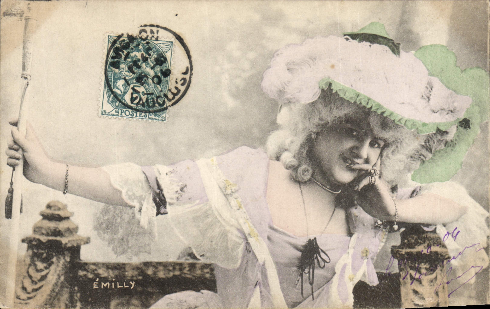 Vintage Postcard Woman Emilly Theater