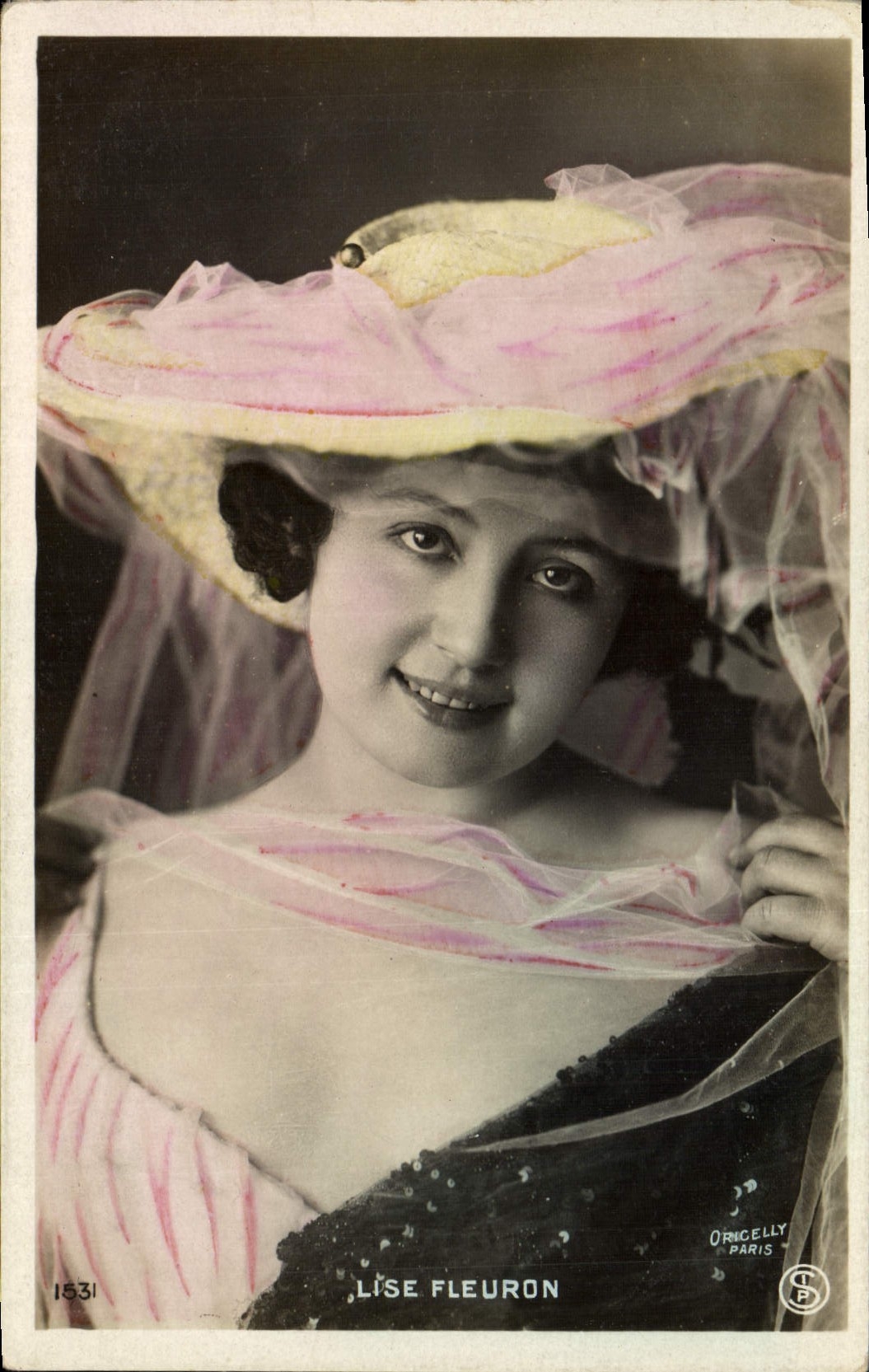 Vintage Postcard Femme Theater Reads Floret