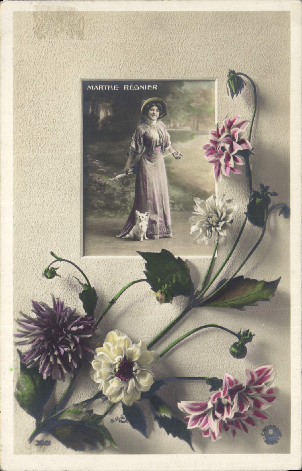 Vintage Postcard Woman Theater Martine Regnier