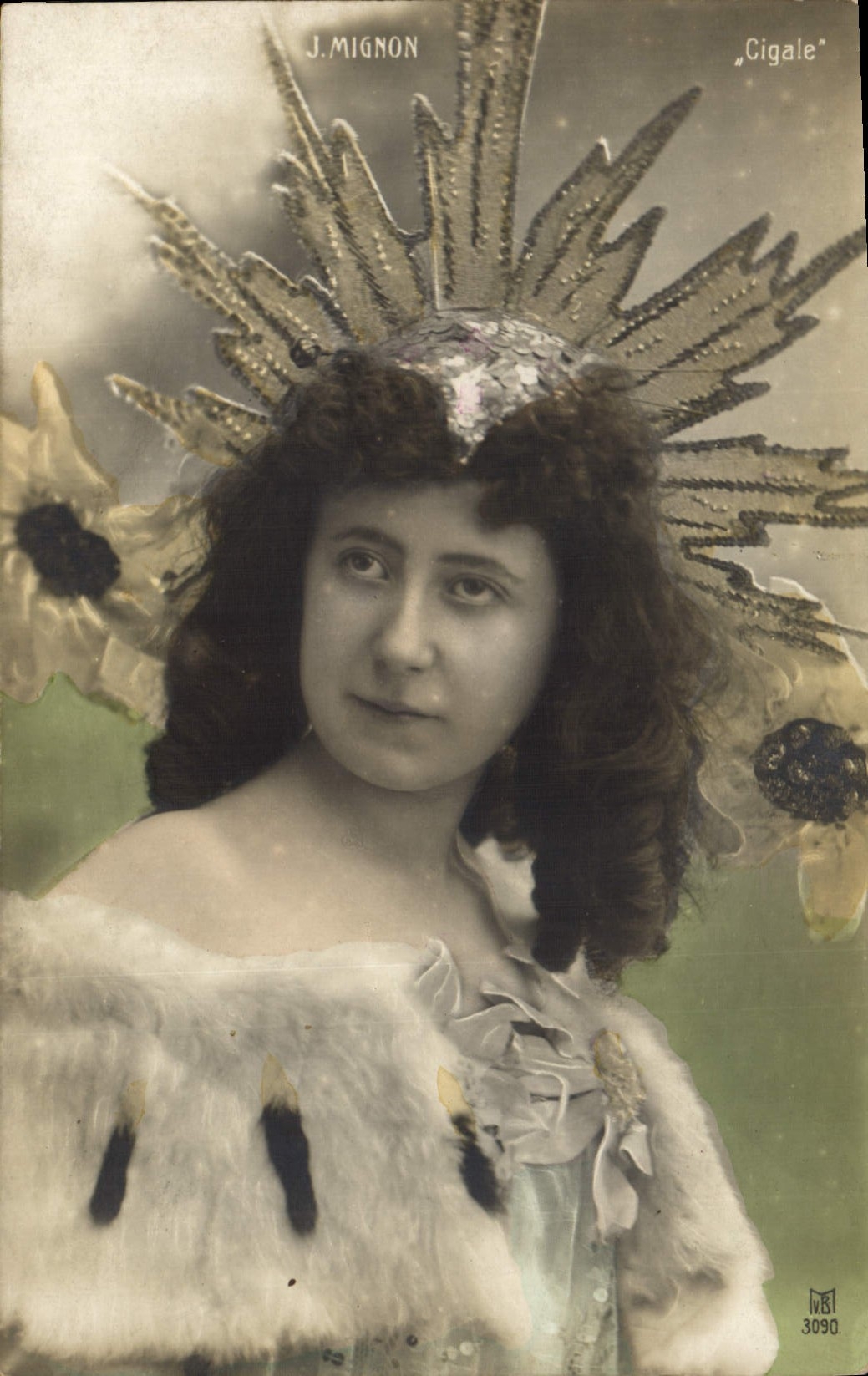 Vintage Postcard Woman Nice Theater