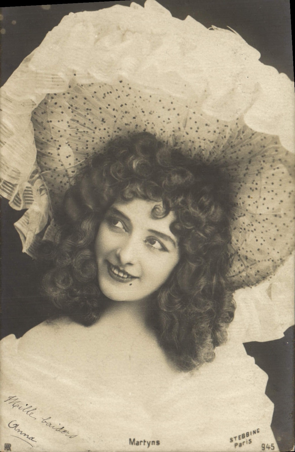 Vintage Postcard Woman Martyns Theater