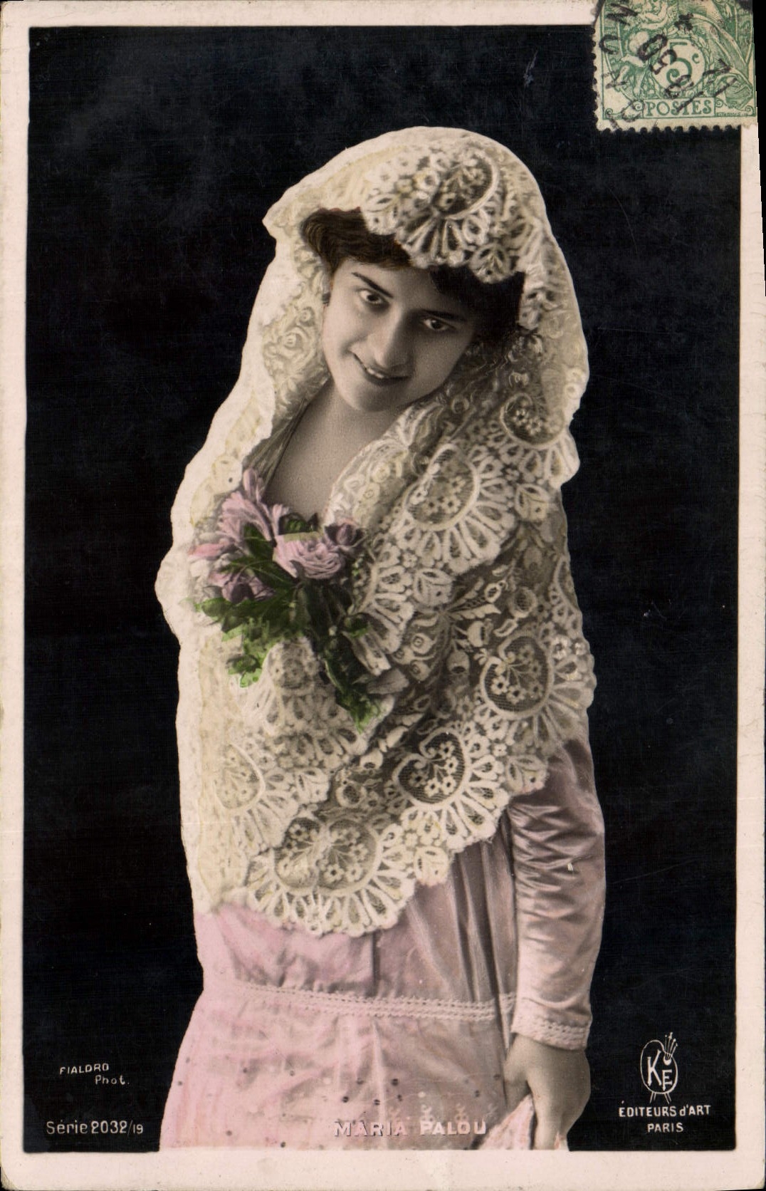Vintage Postcard Woman Theater Maria Palou