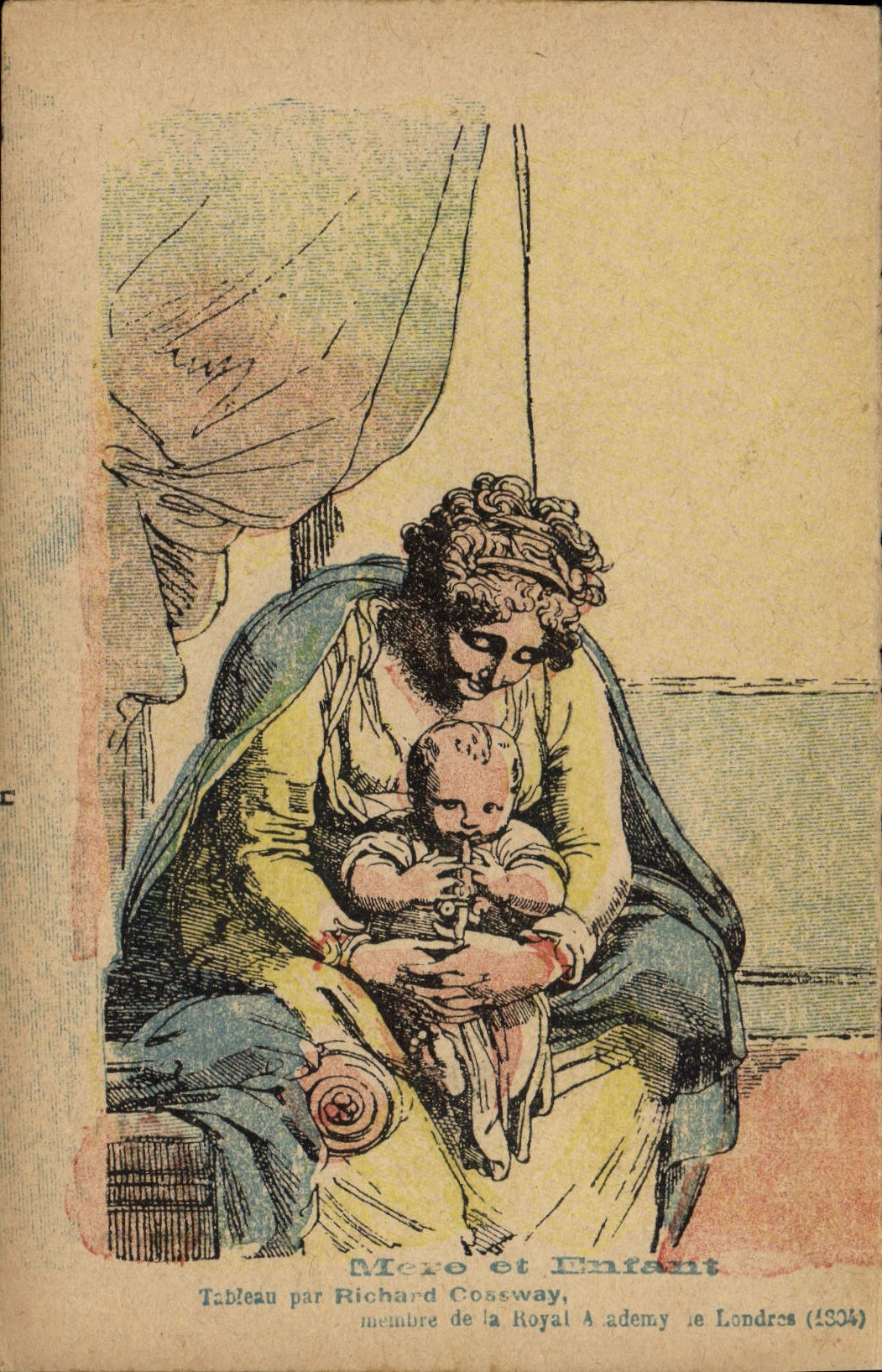 Vintage Postcard Mother and child Richard Crossway