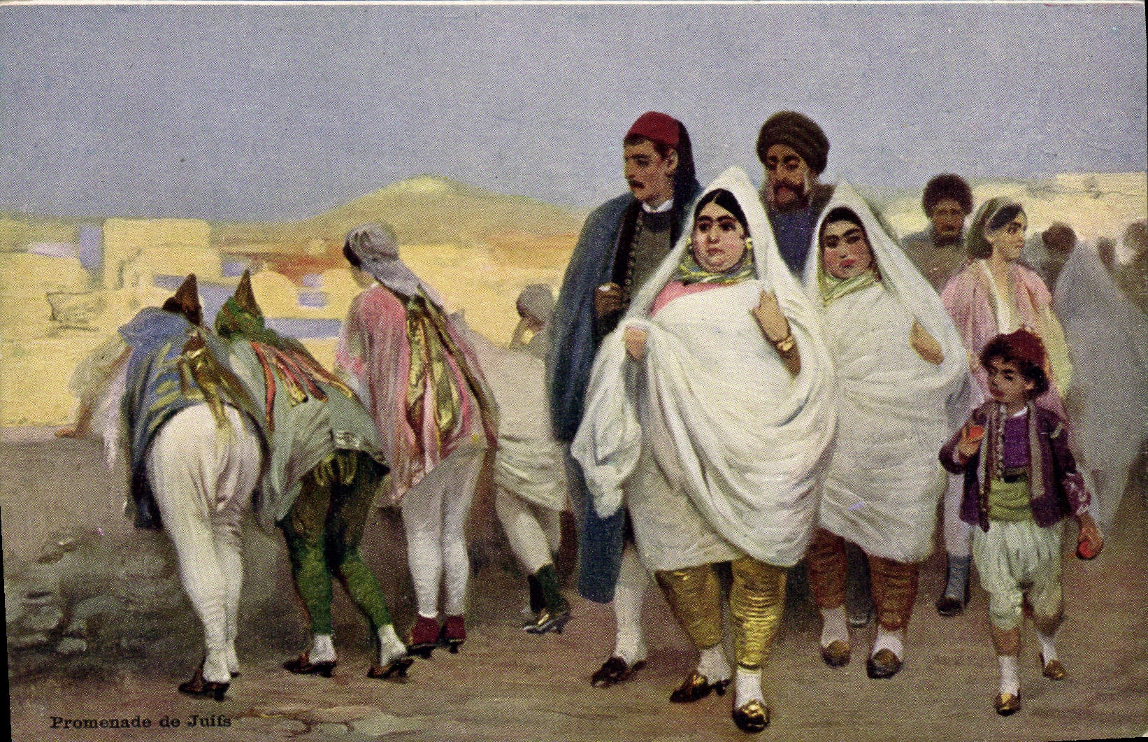 CPA Orientalisme Promenade de Juifs Judaica