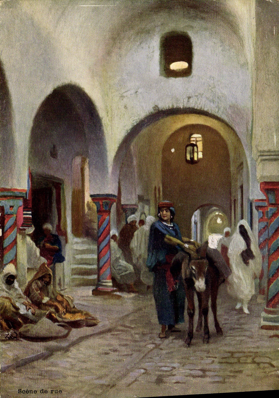 Vintage Postcard Orientalism Scene of street
