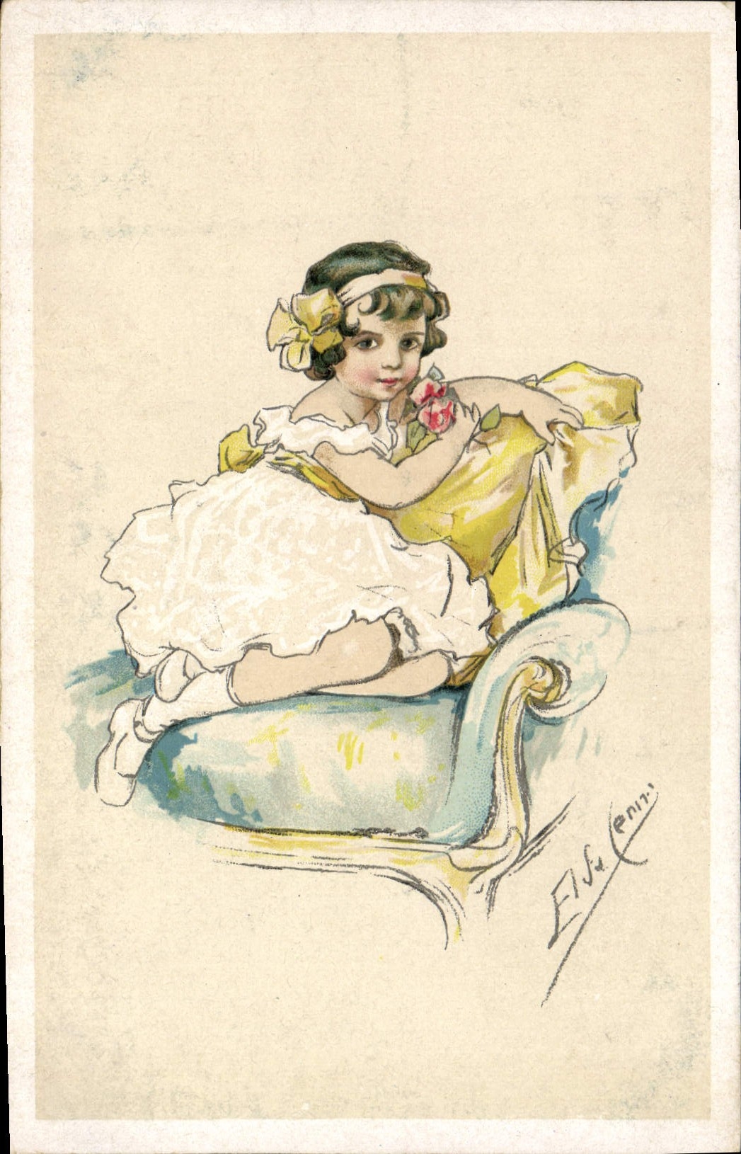 Vintage Postcard Imagination Illustrator Child