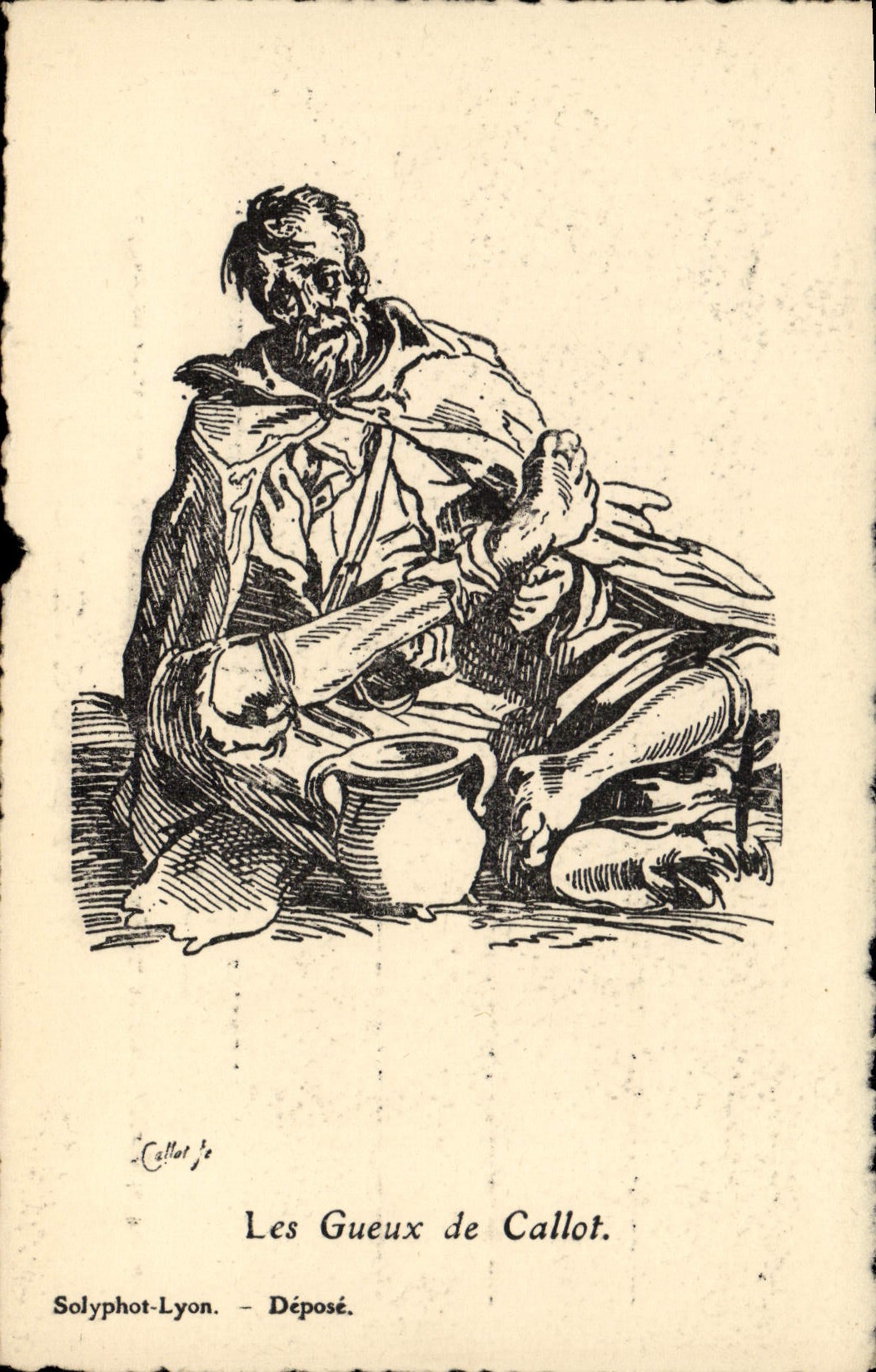 Vintage Postcard Imagination Illustrator Stone-block beggars