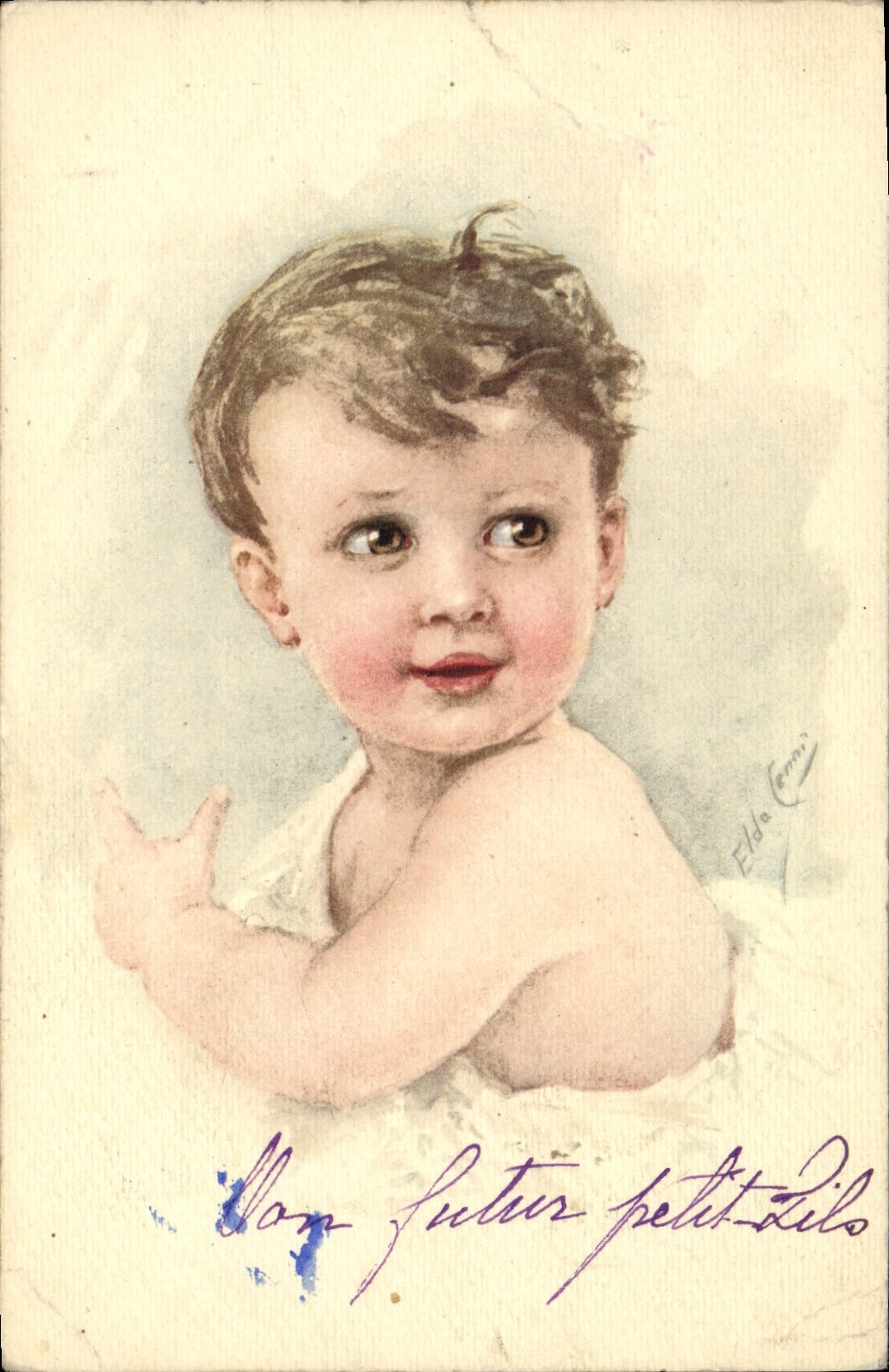 Vintage Postcard Imagination Illustrator Child Baby