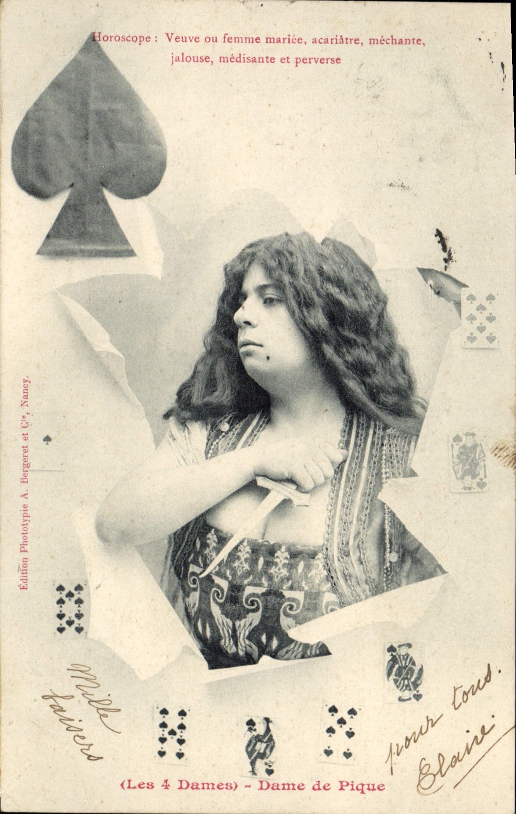 Vintage Postcard Fantaisie Woman Chart Pricks