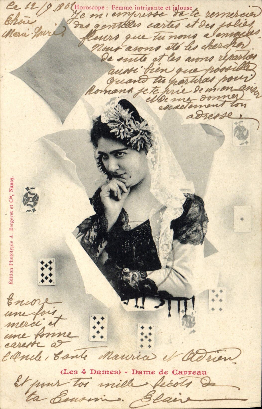 Vintage Postcard Imagination Woman Chart square