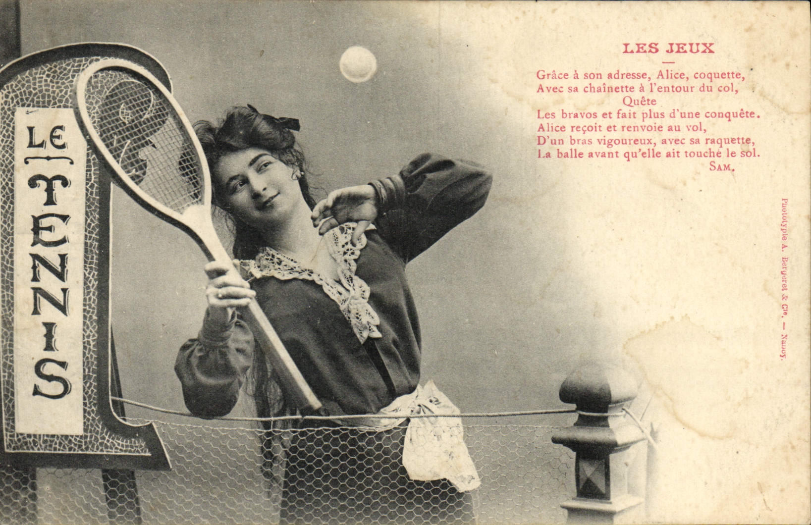 Vintage Postcard Imagination Woman the plays Tennis