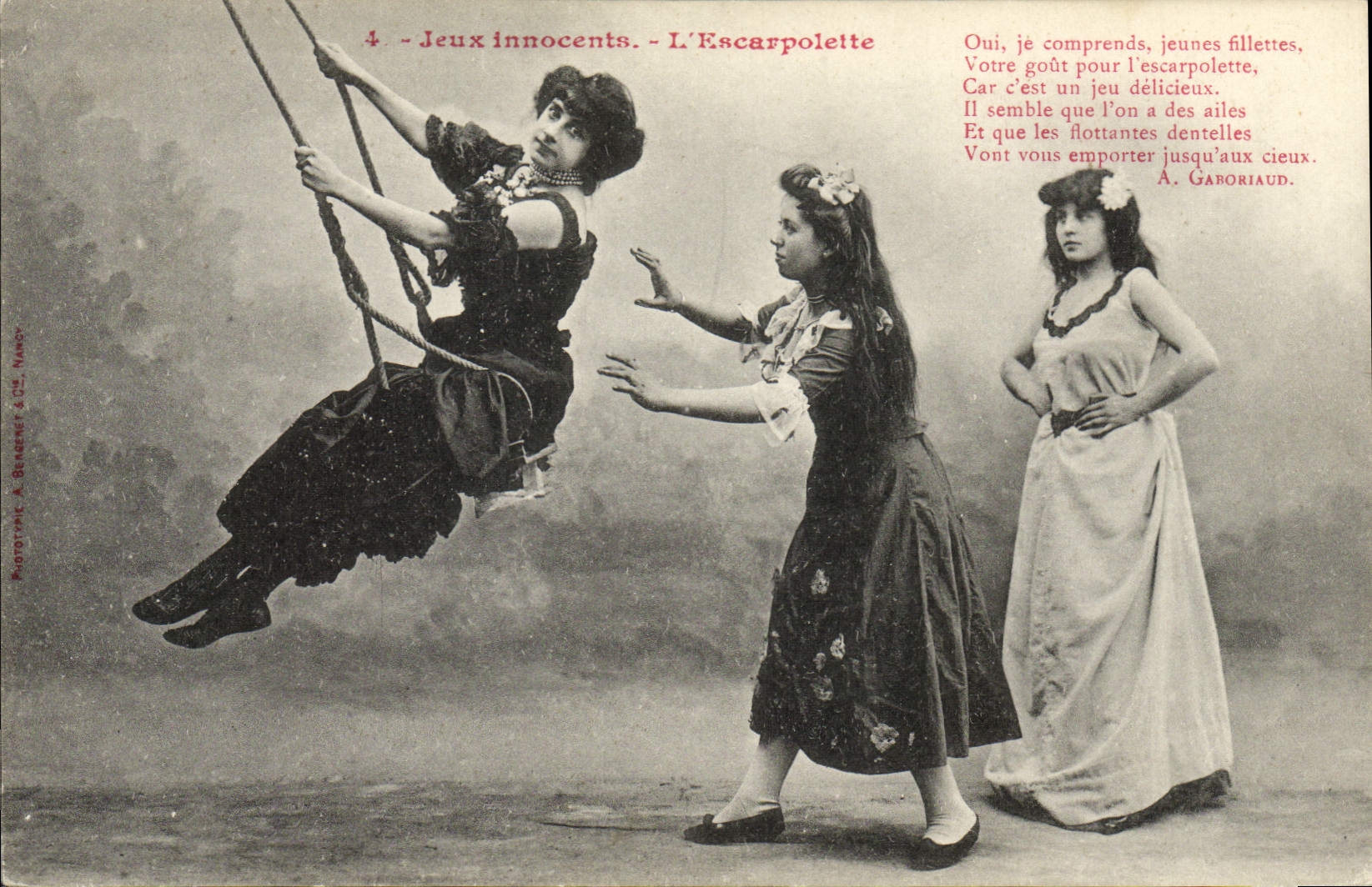 Vintage Postcard Imagination Woman innocent Plays the escarlopette