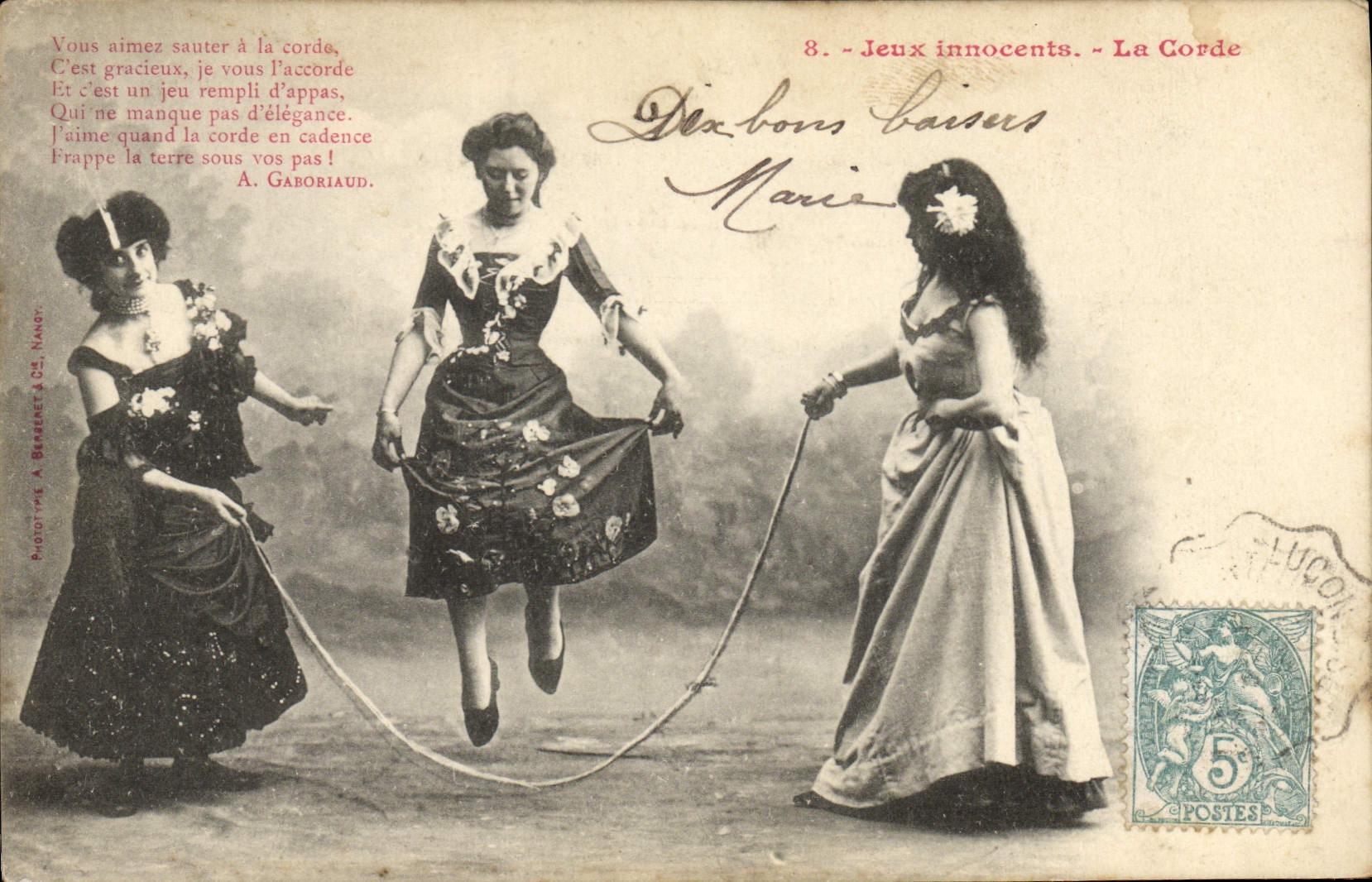 Postal Imaginación Mujer Juegos inocentes la cuerda