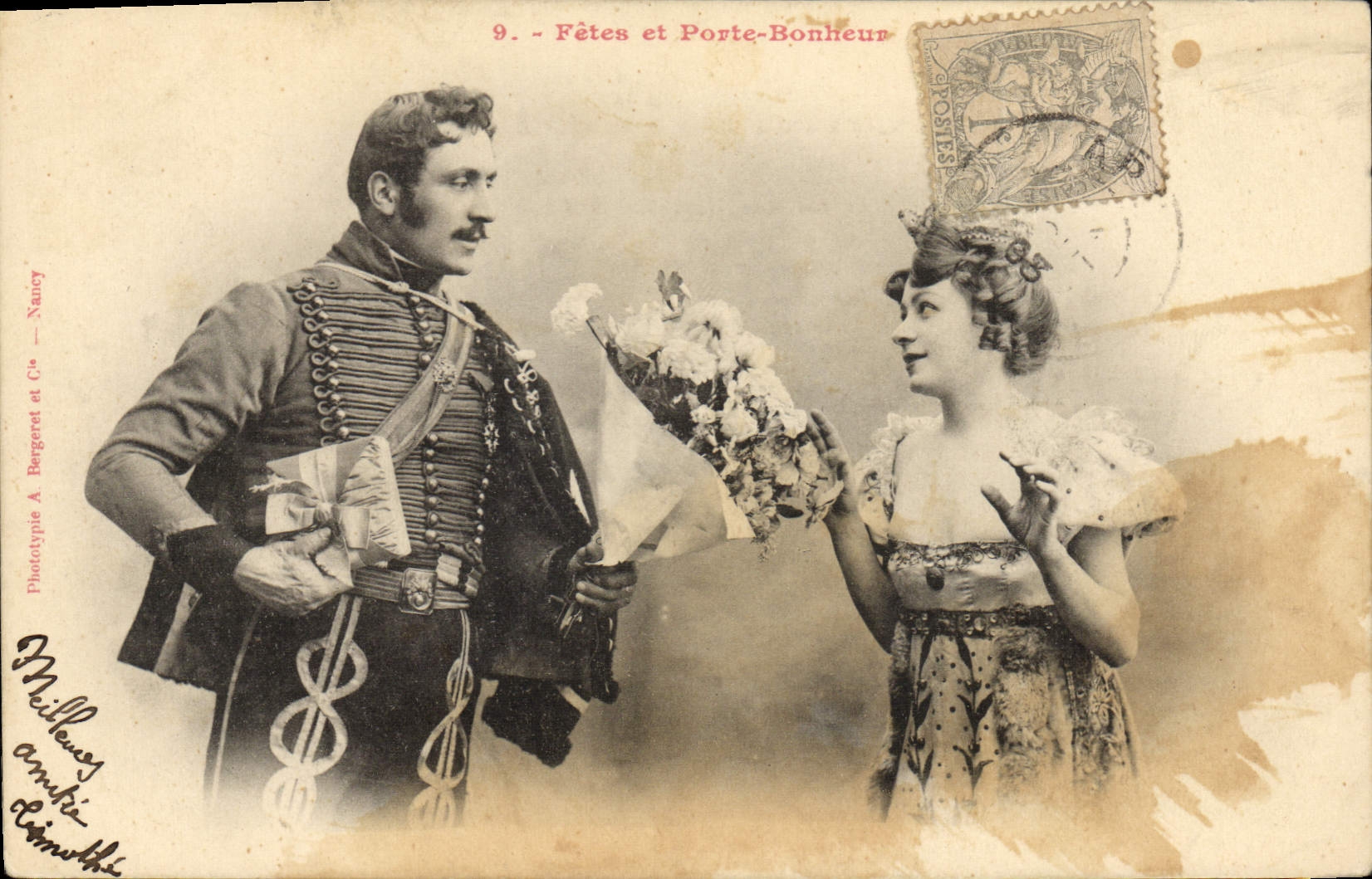 Vintage Postcard Imagination Woman Militaria Soldier