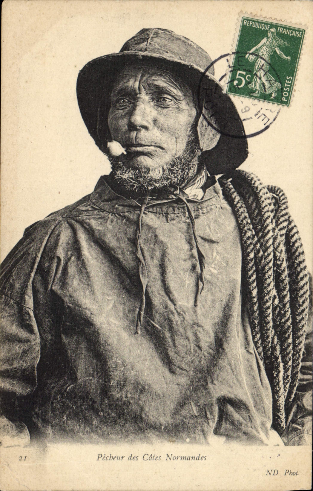 Postal Pesca Pecador de las Cuotas Normandas