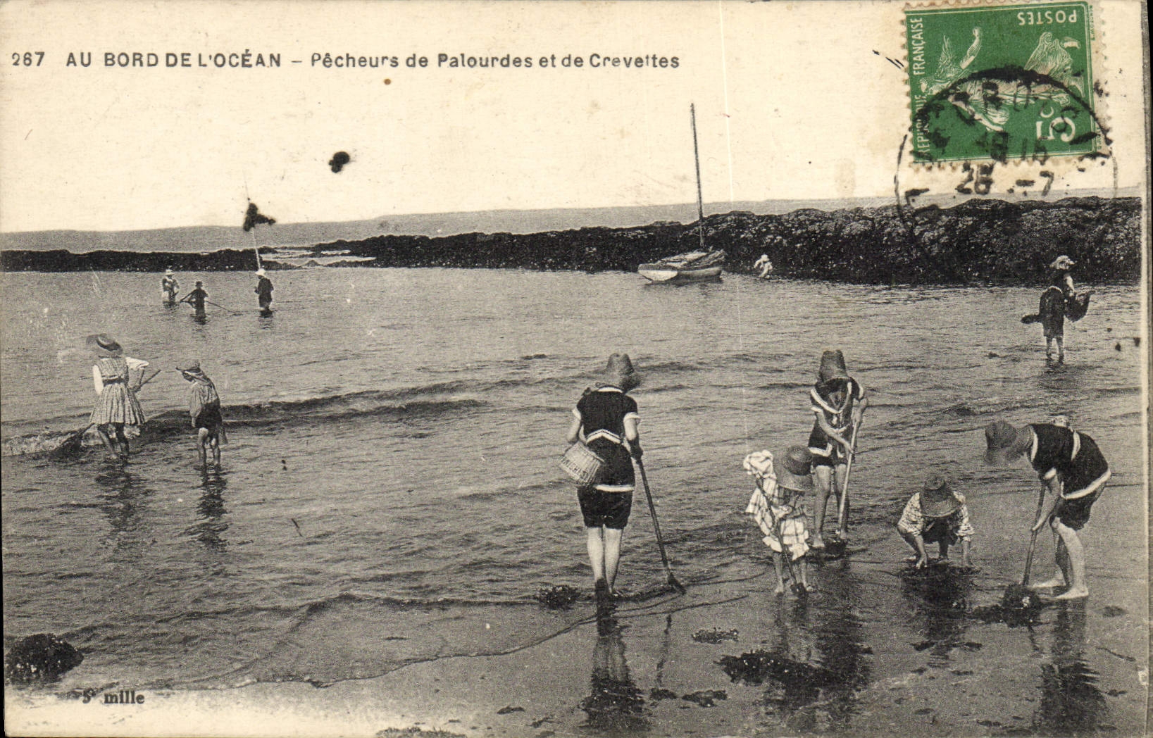 Postal Pesca Pecadores de almejas y camarones