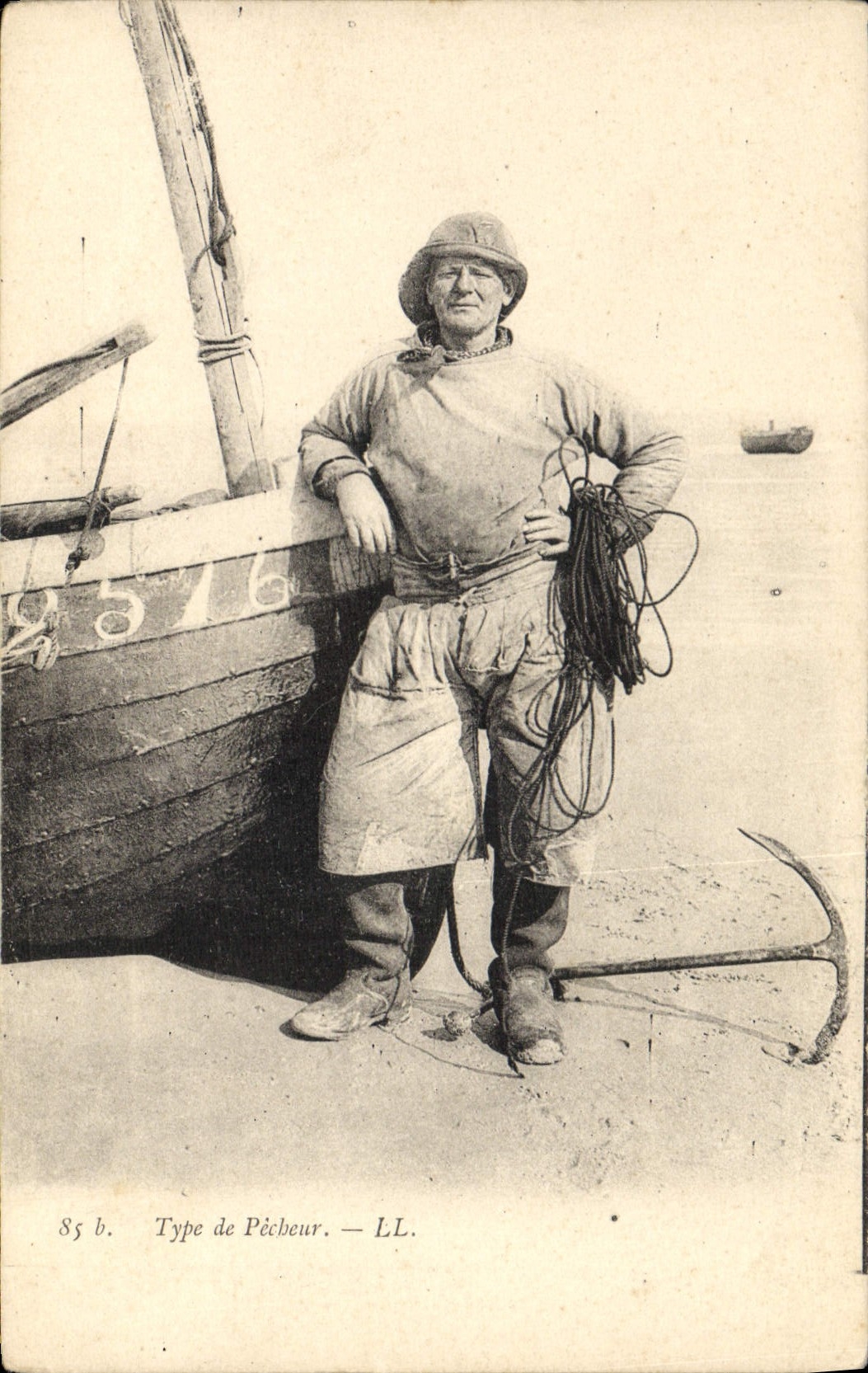 Postal Pesca Modelo de pecador