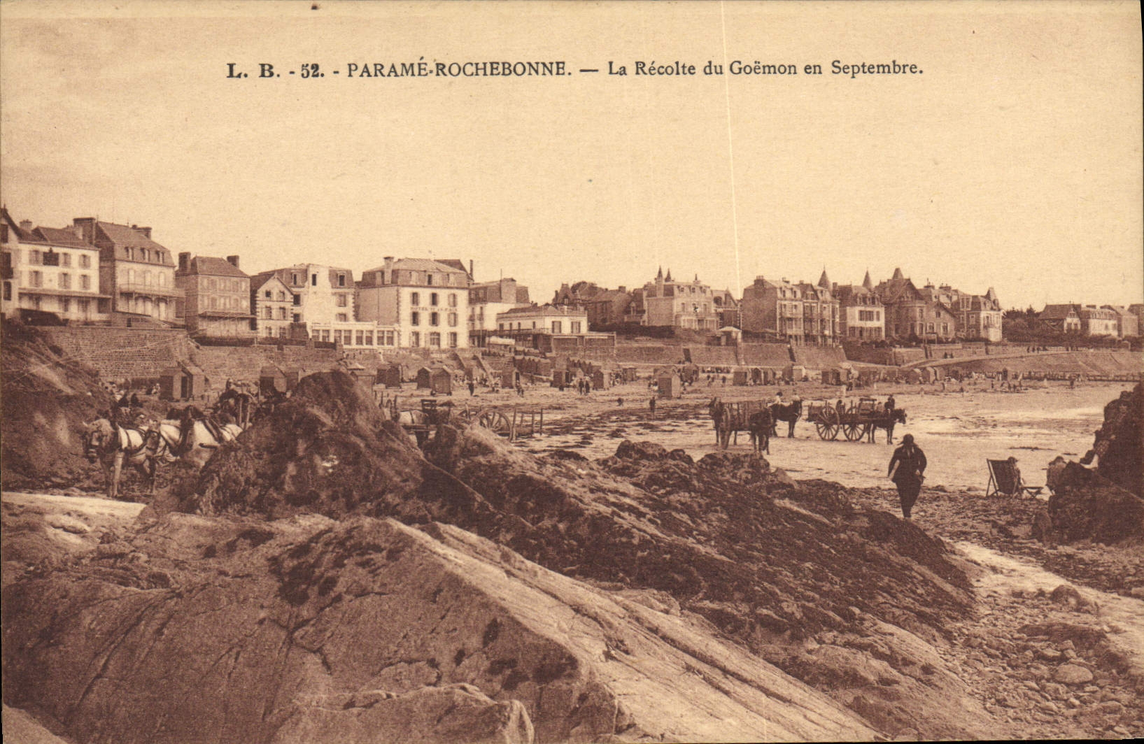 Postal Pesca Parame Rochebonne la cosecha del goemon en septiembre