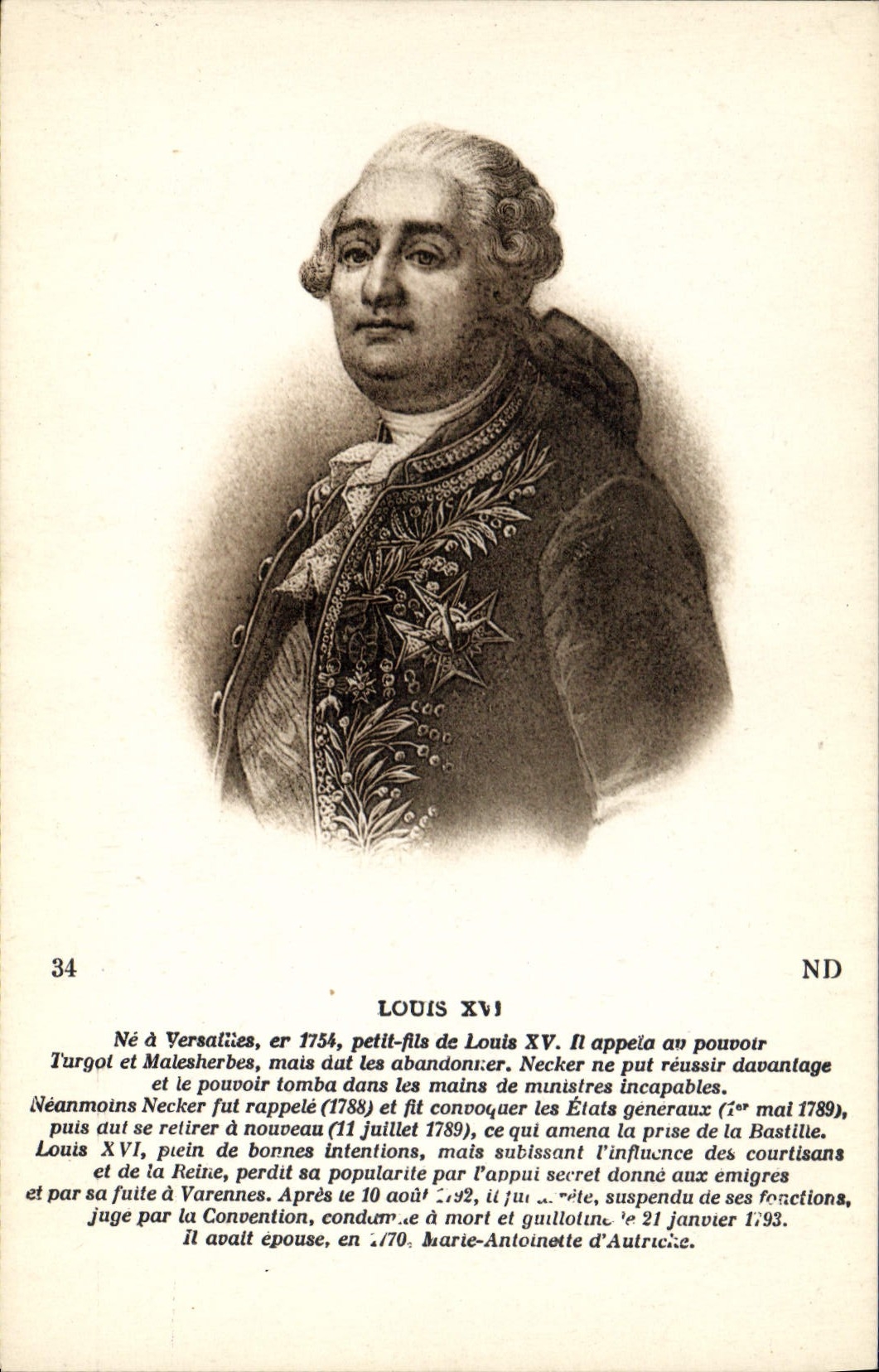 CPA Louis XVI Roi de France