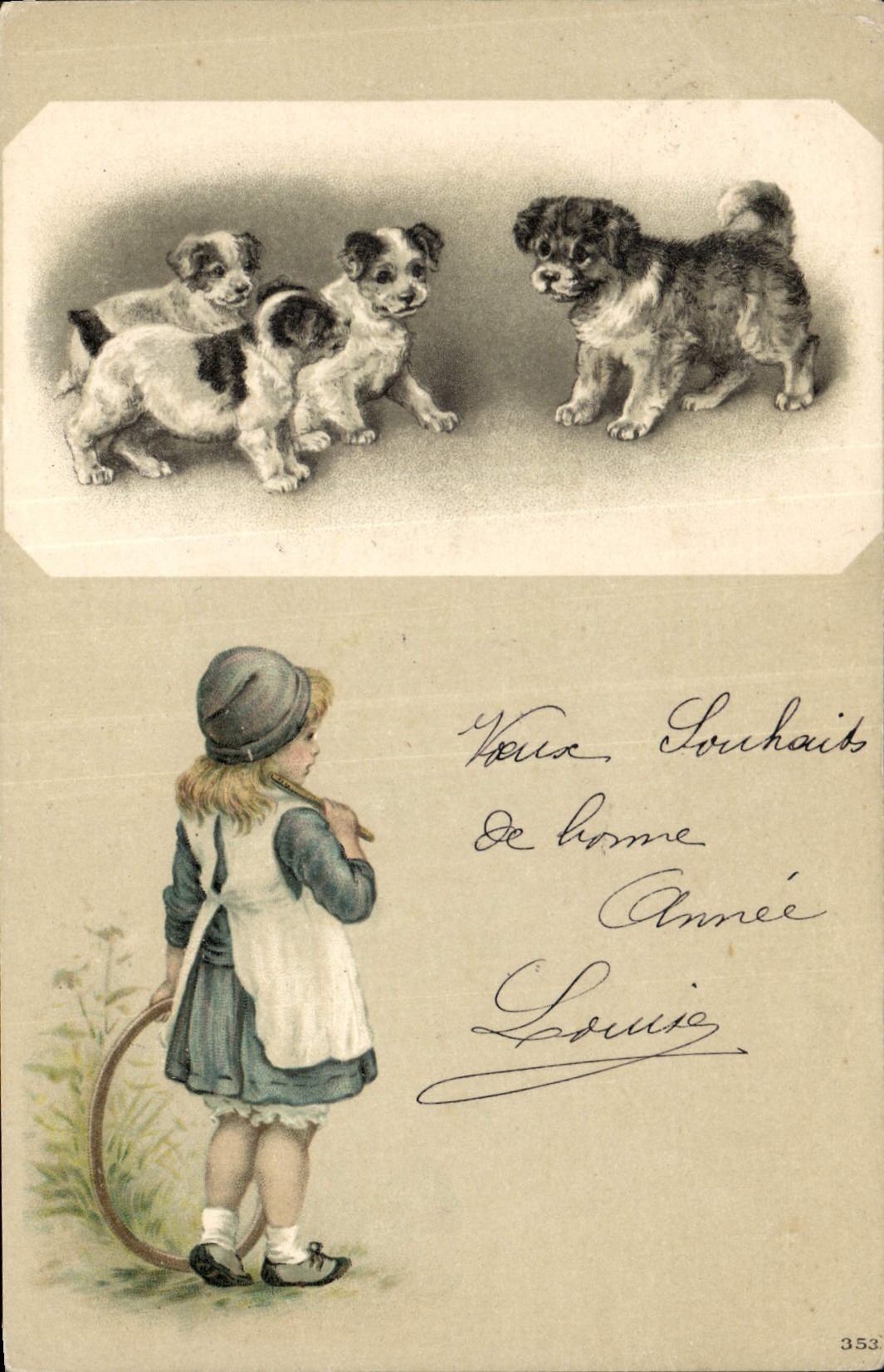 CPA Chien Chiens Chiot Enfant