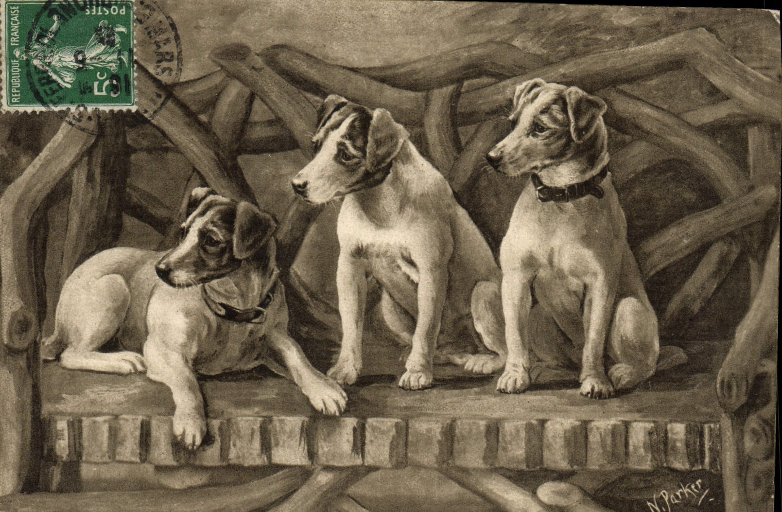 CPA Chien Chiens Chiot 