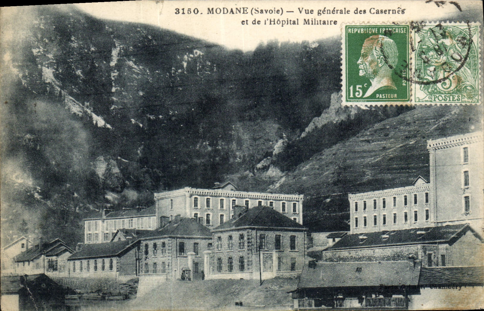 Vintage Postcard Militaria Modane Seen general of the barracks and the military hospital