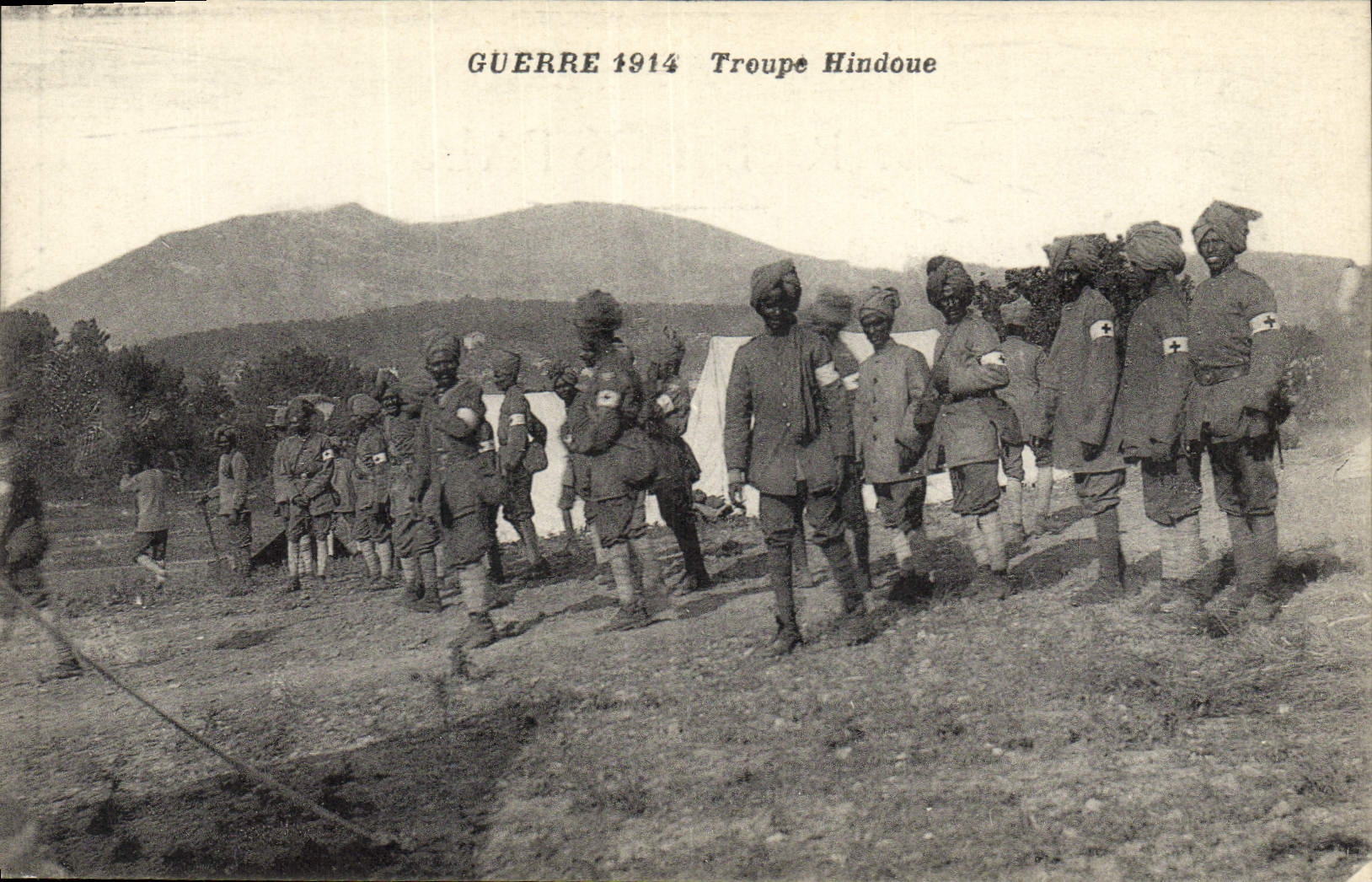 Vintage Postcard Militaria Hindu Troop Red Cross