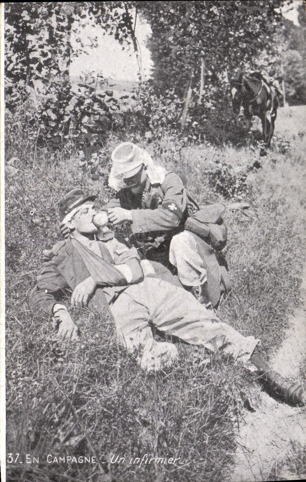Vintage Postcard Militaria a male nurse Red Cross