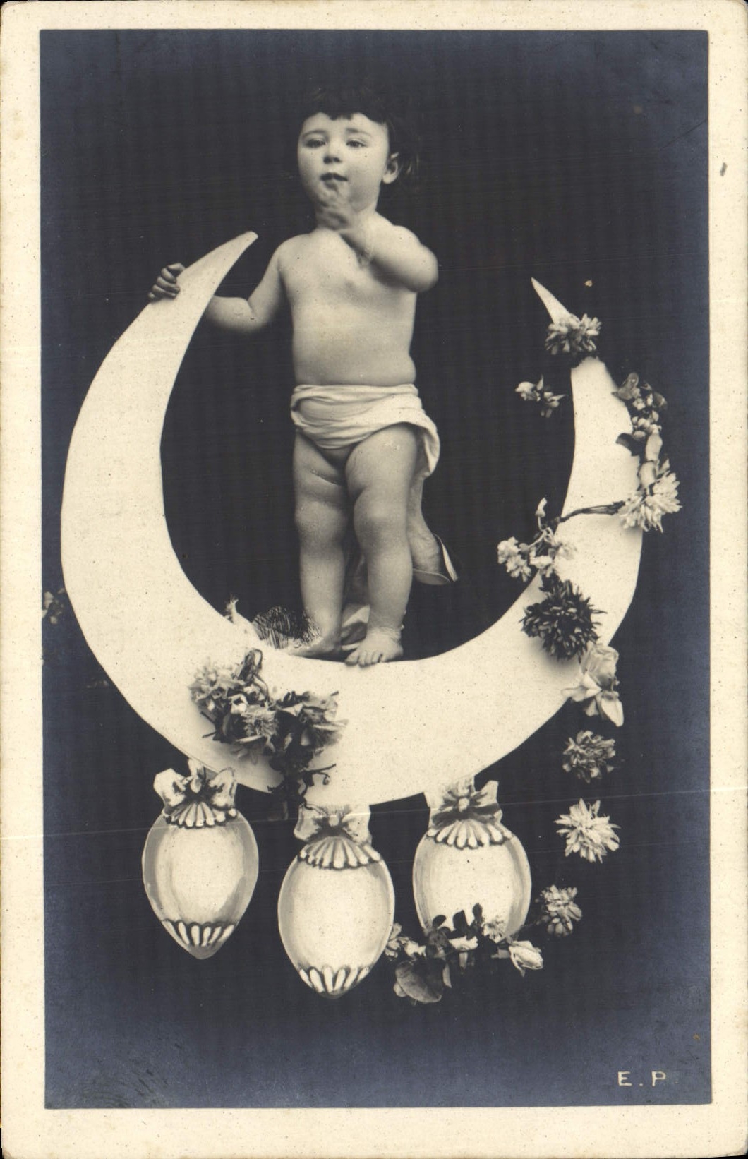 Vintage Postcard Imagination Child the Moon
