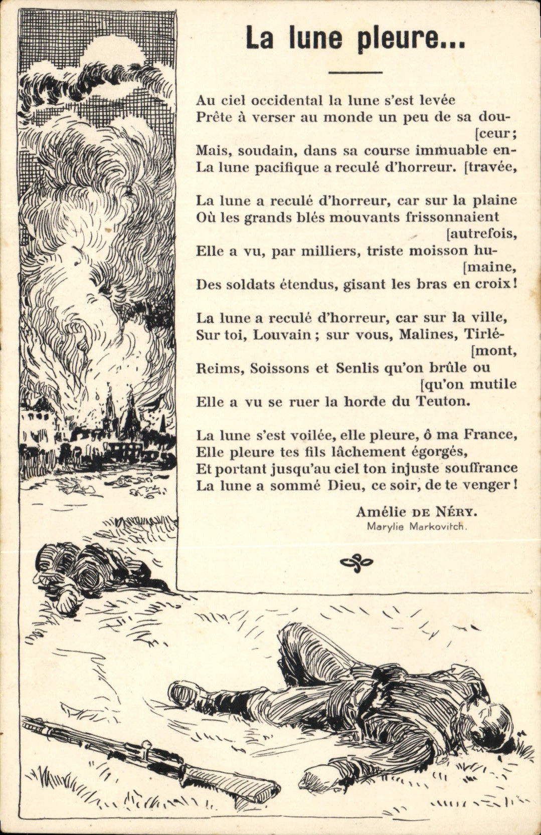 Vintage Postcard Imagination the Moon Militaria Soldier