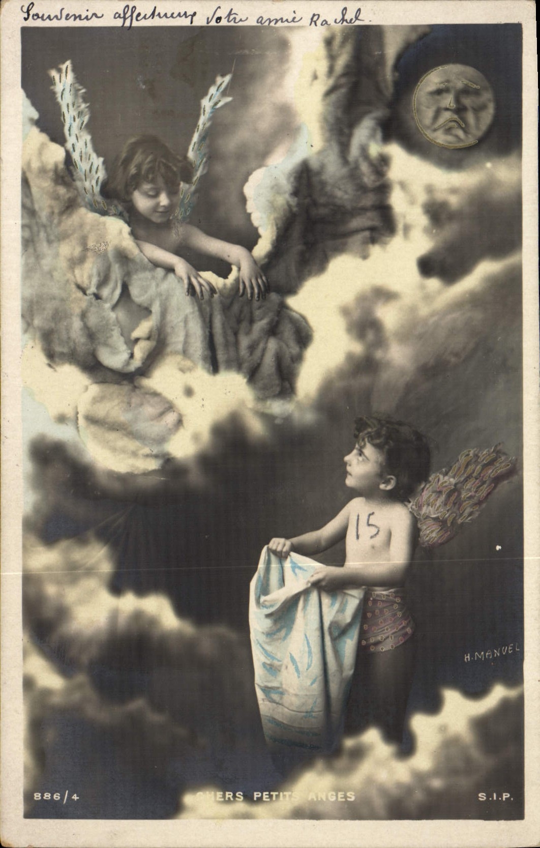 Vintage Postcard Imagination Children the Moon