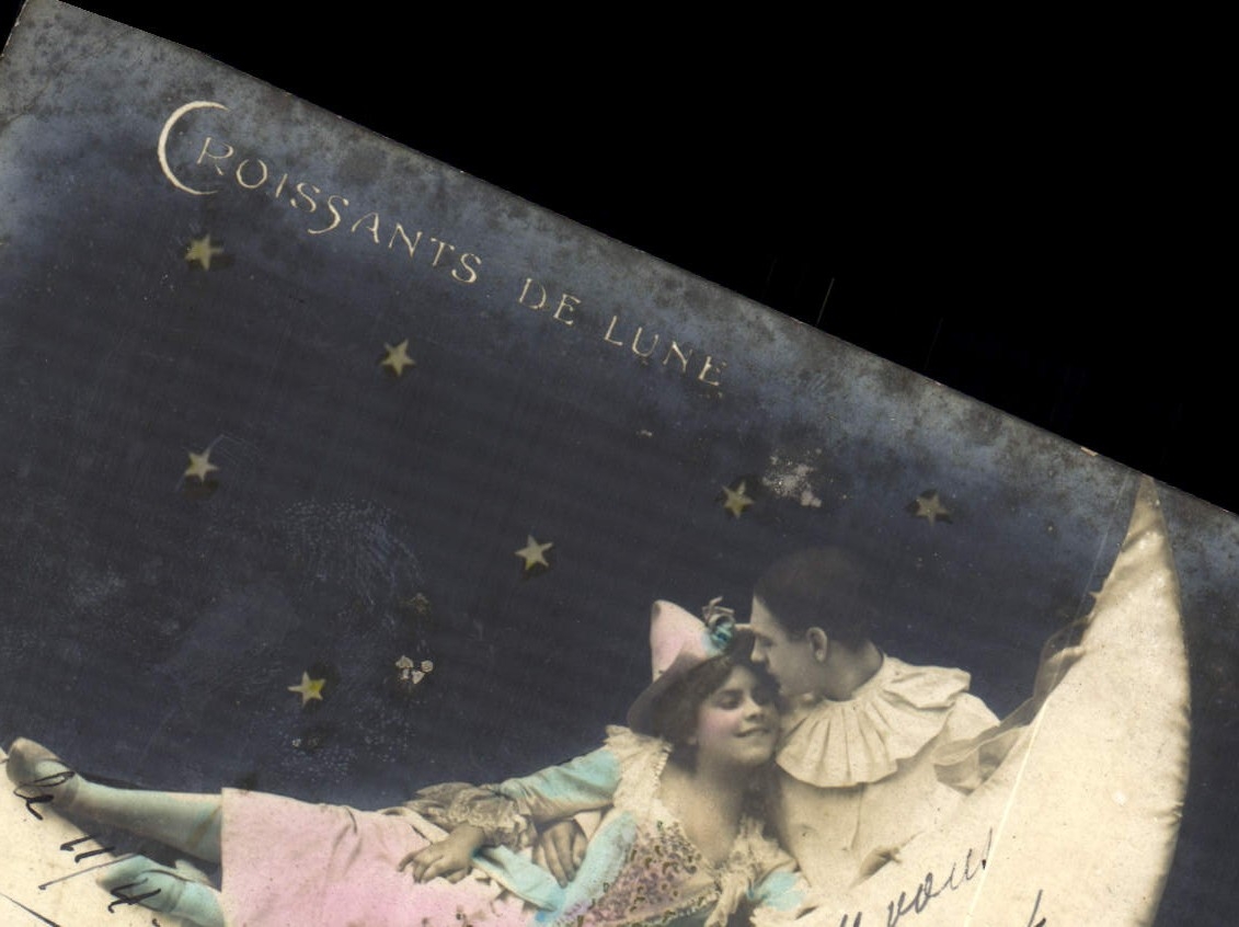 Postal Imaginación Niños Luna pliegues/fuerte desgaste en esquinas para referencia