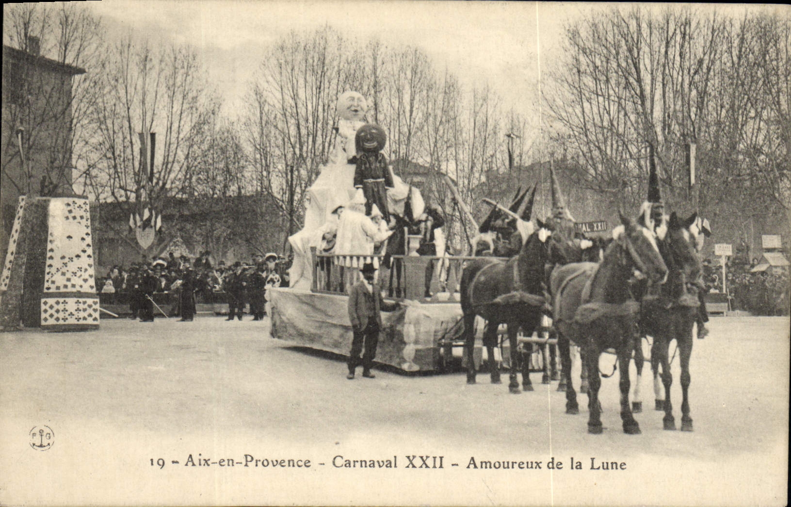 Vintage Postcard Imagination the Aix Moon in Provence Carnival XXII In love with the moon